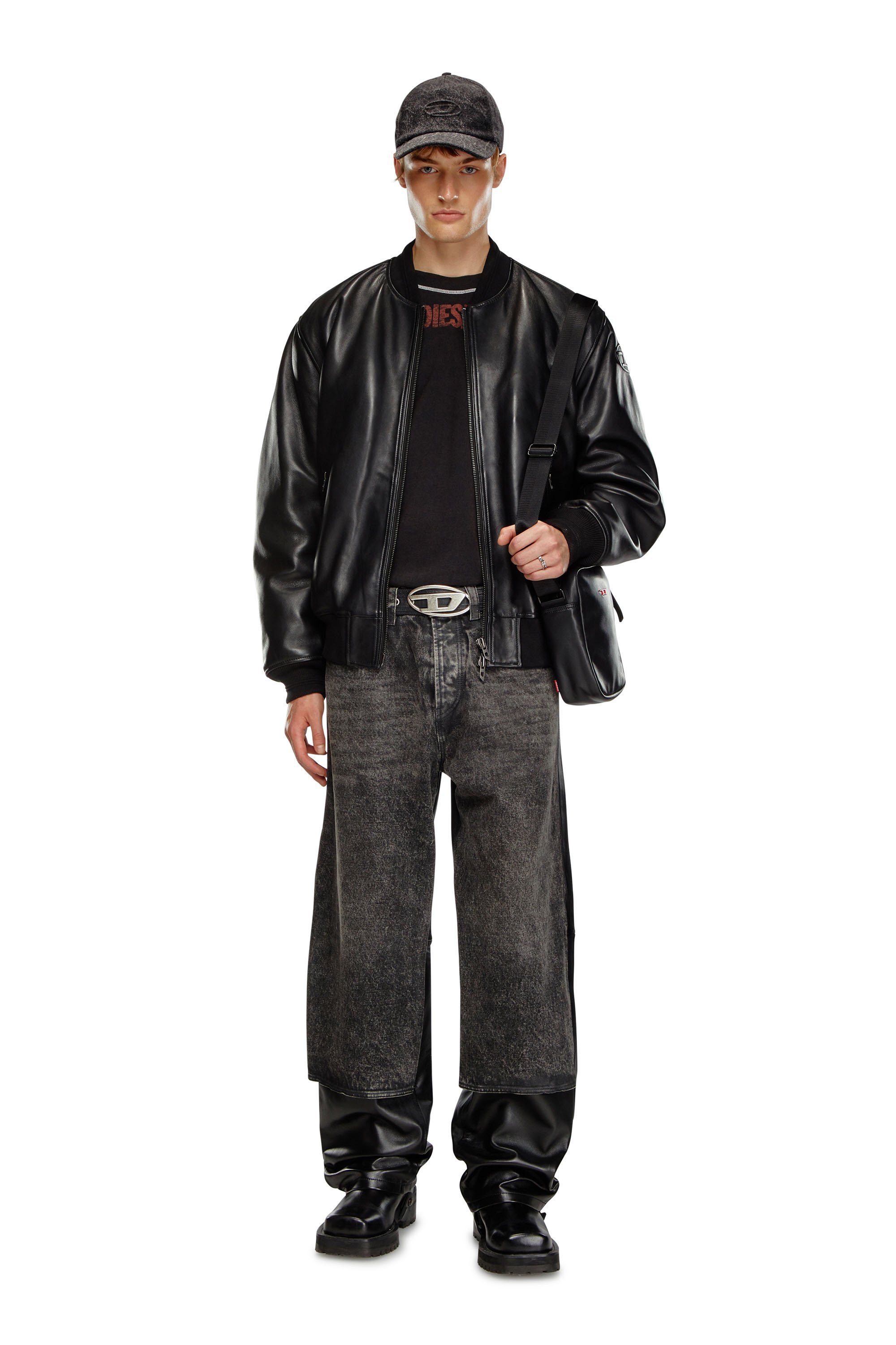 Diesel - L-KHAN, Veste bomber en cuir Homme in Noir - 2