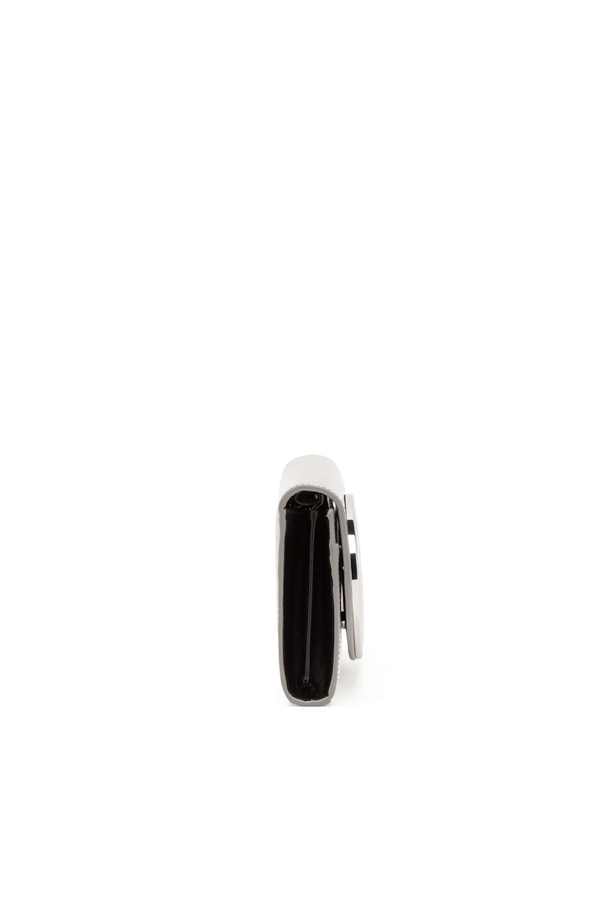 Diesel - 1DR WALLET STRAP, Femme Sac portefeuille en cuir effet miroir in Gris argenté - Image 3