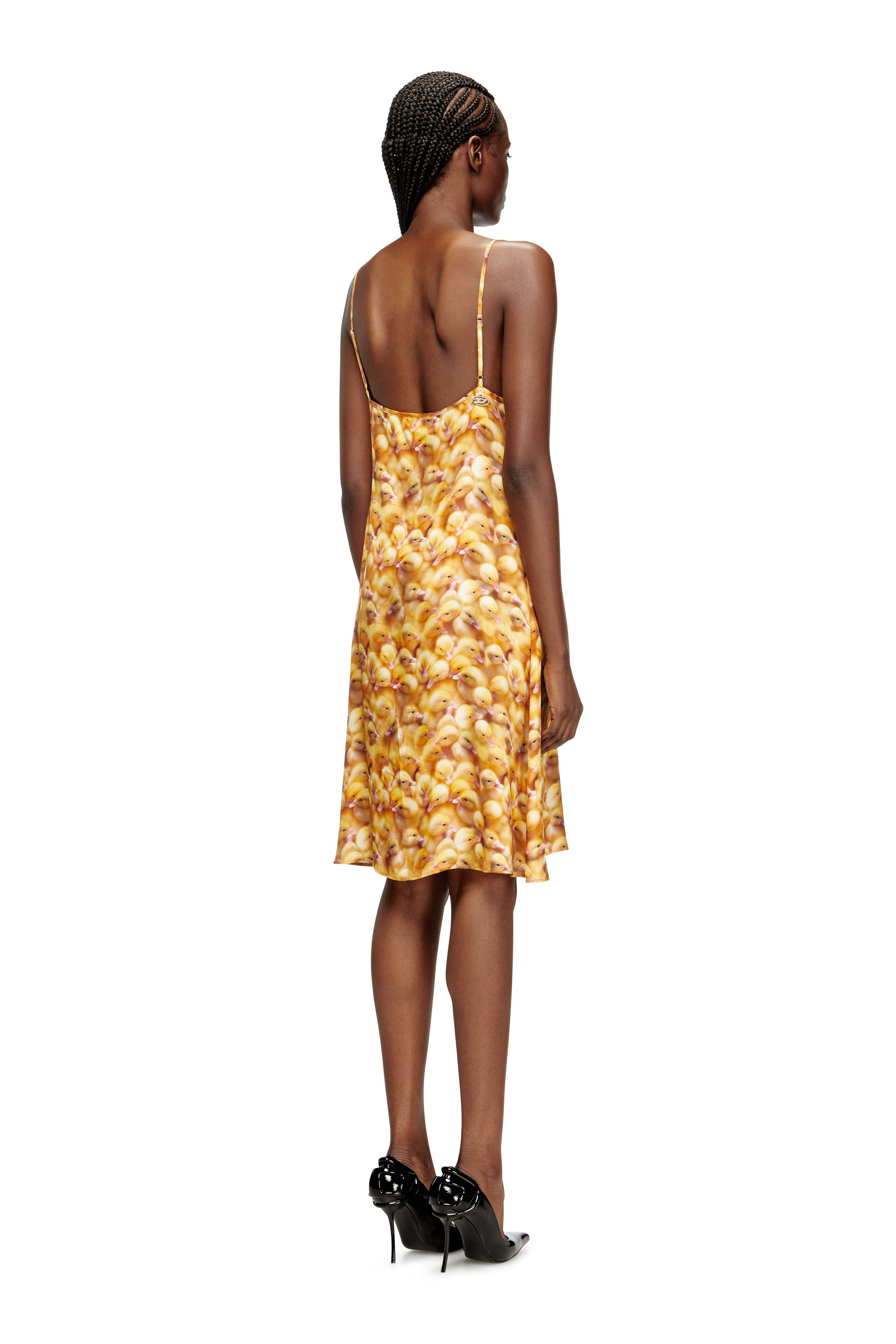 Diesel - D-ULCET, Robe courte en viscose avec imprimé intégral. Femme in Jaune - 4