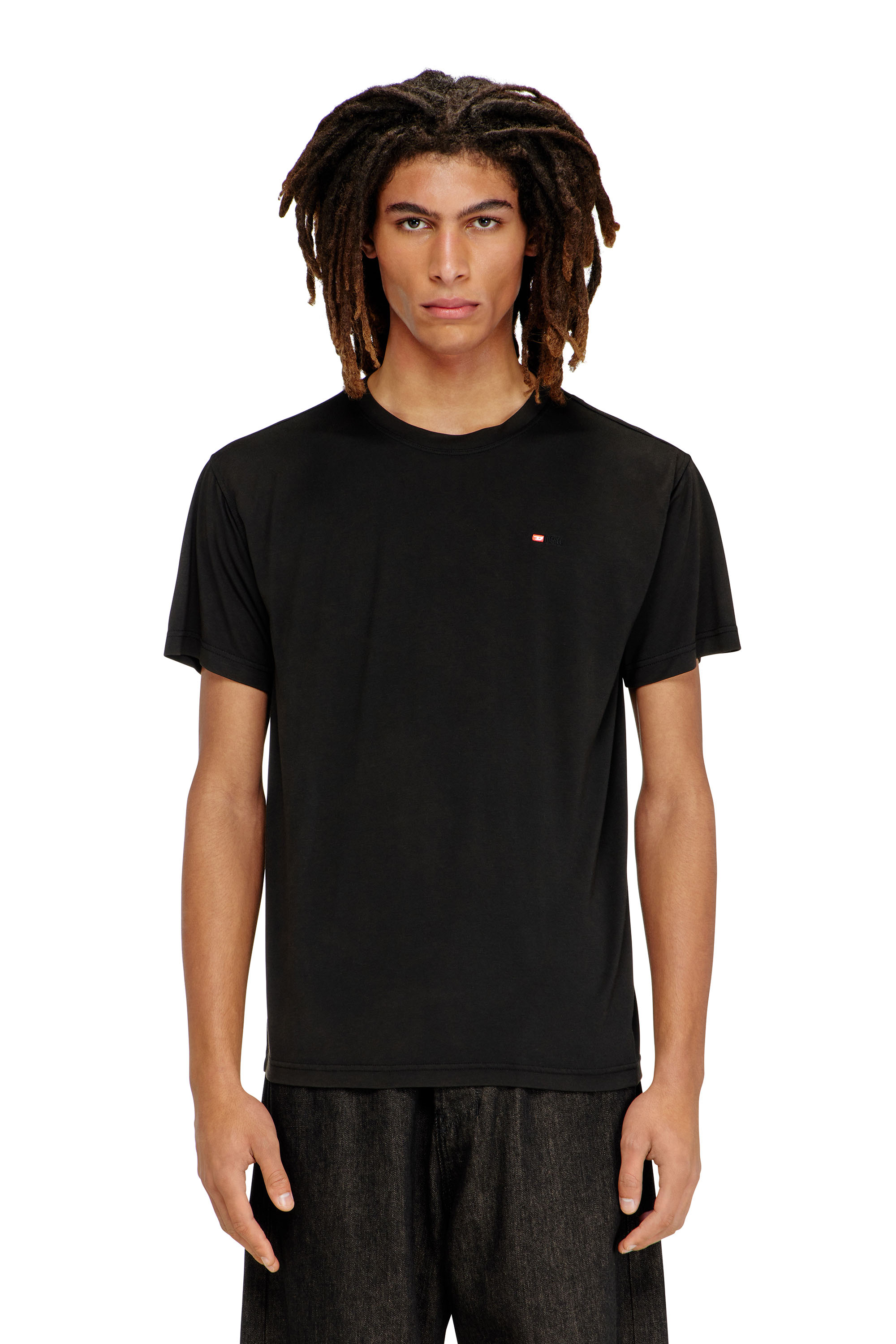 Diesel - T-NORMS, T-shirt fluide avec micro broderie Homme in Noir - 1