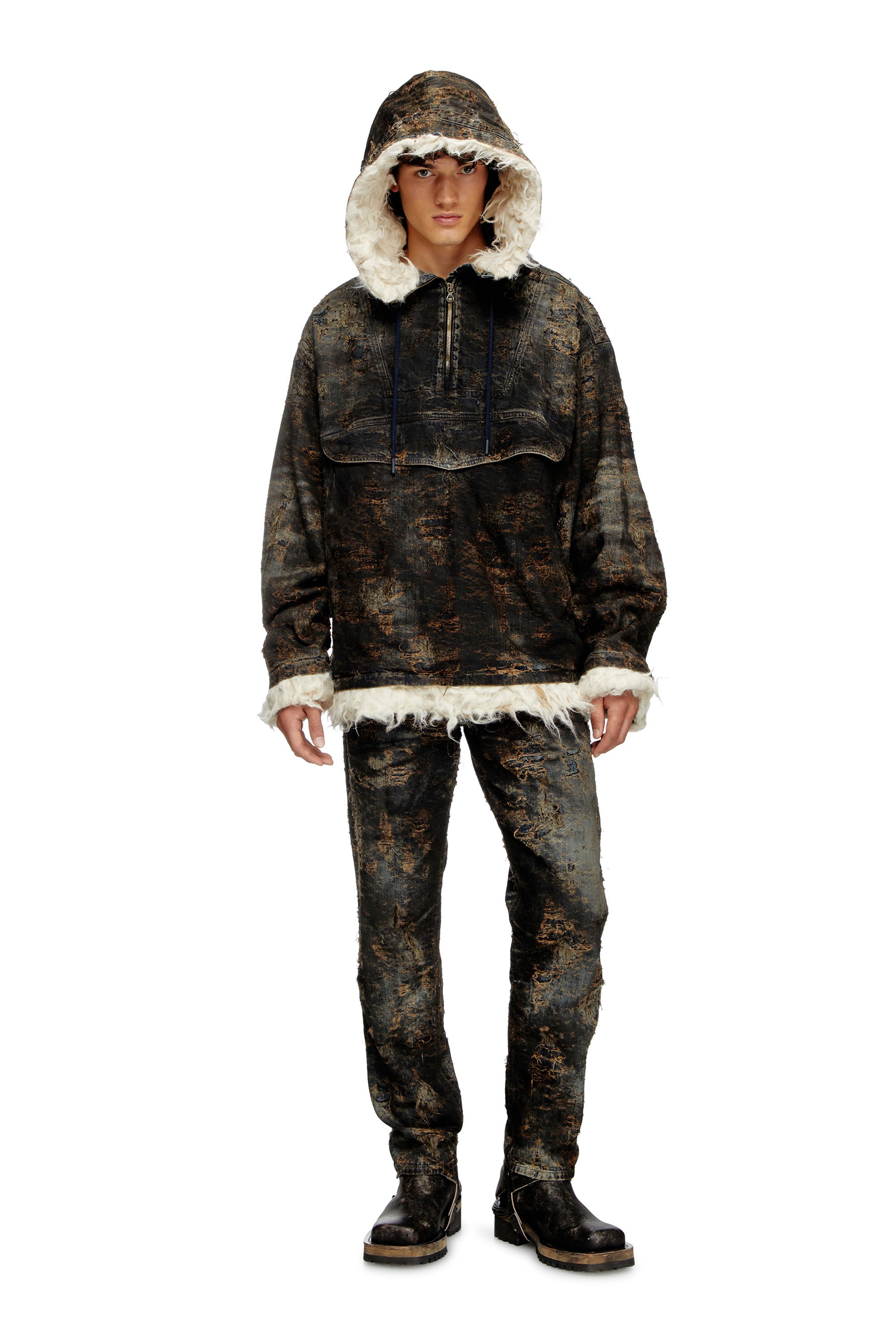 Diesel - D-ARAK-FSF, Anorak en denim jacquard enduit Mixte in Polychrome - 4