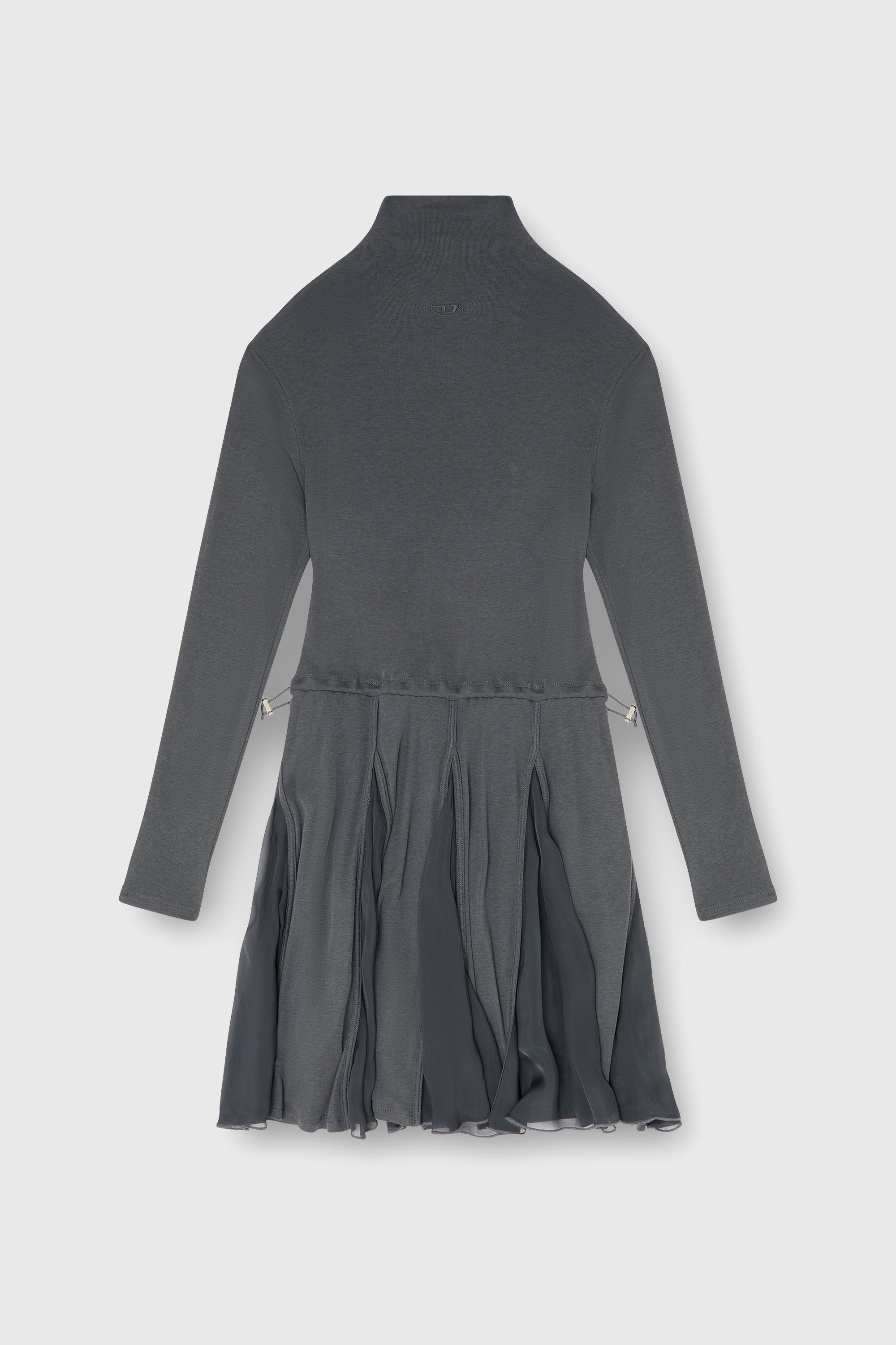 Diesel - D-REI, Robe courte &agrave; col roul&eacute; en jersey et chiffon Femme in Gris - 1
