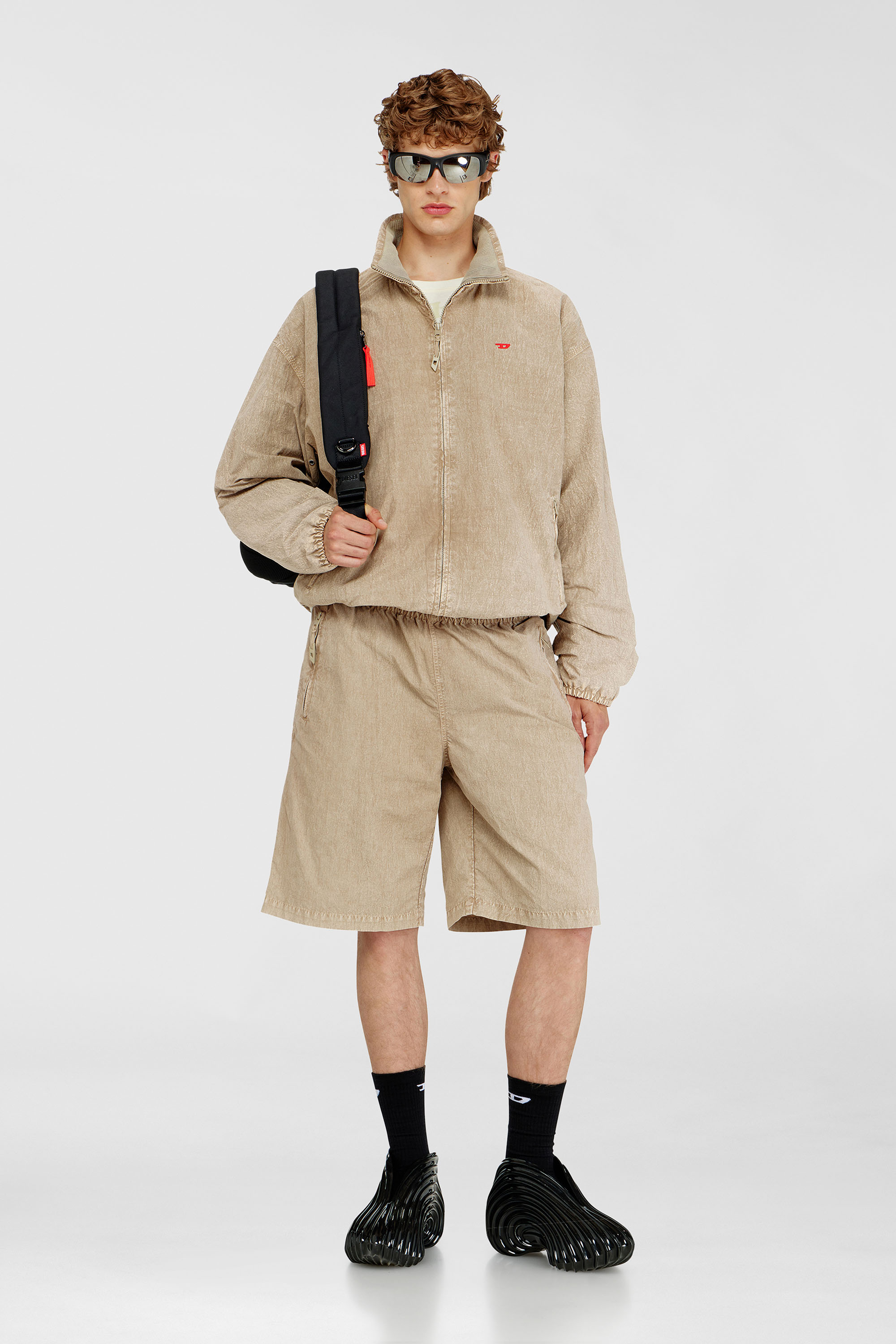 Diesel - J-CORSE-PLBH, Veste taslan trait&eacute;e avec finition sp&eacute;ciale Homme in Beige - 1