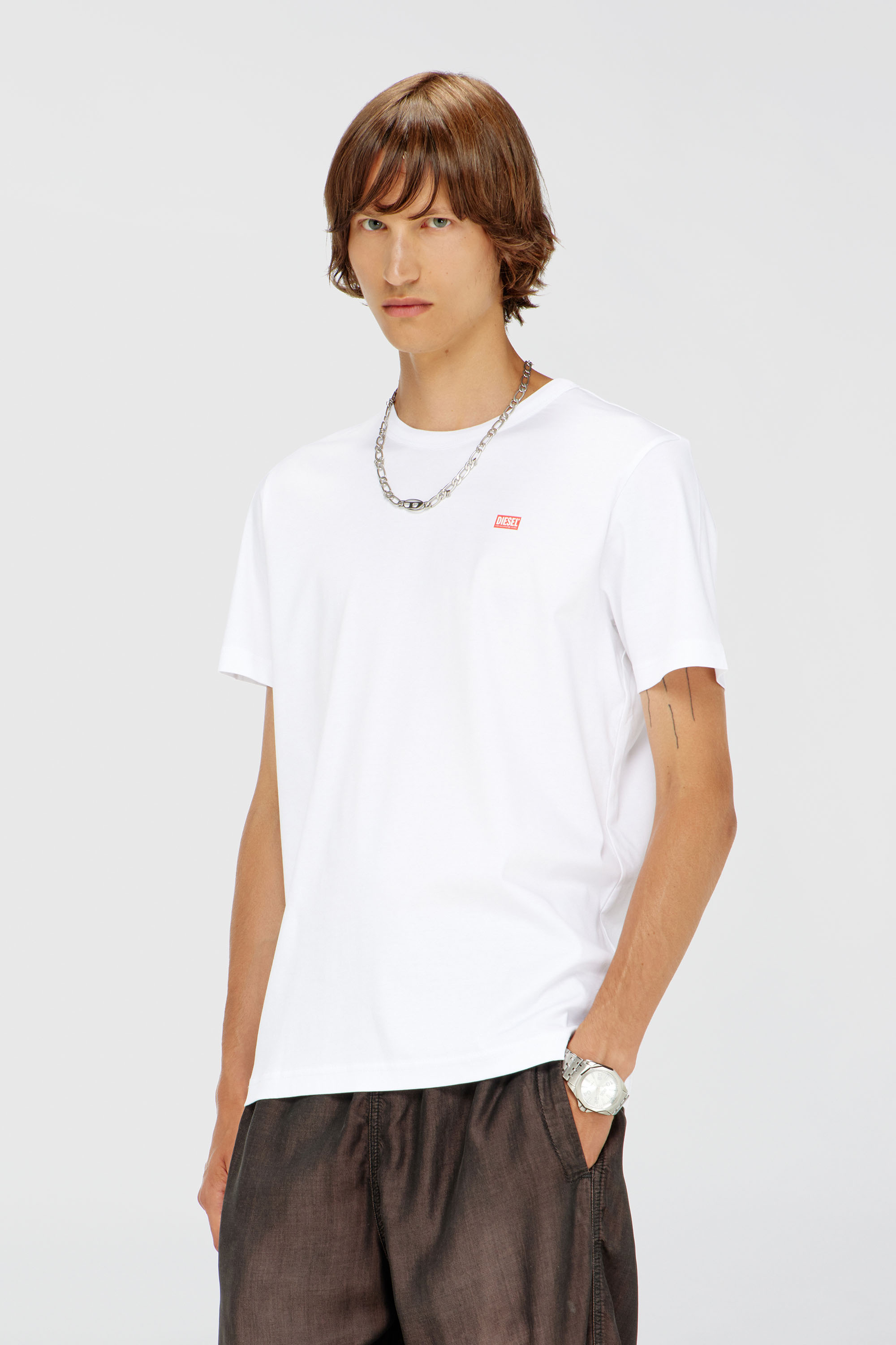 Diesel - T-MIEGOR-K77, T-shirt en coton merceris&eacute; Homme in Blanc - 3