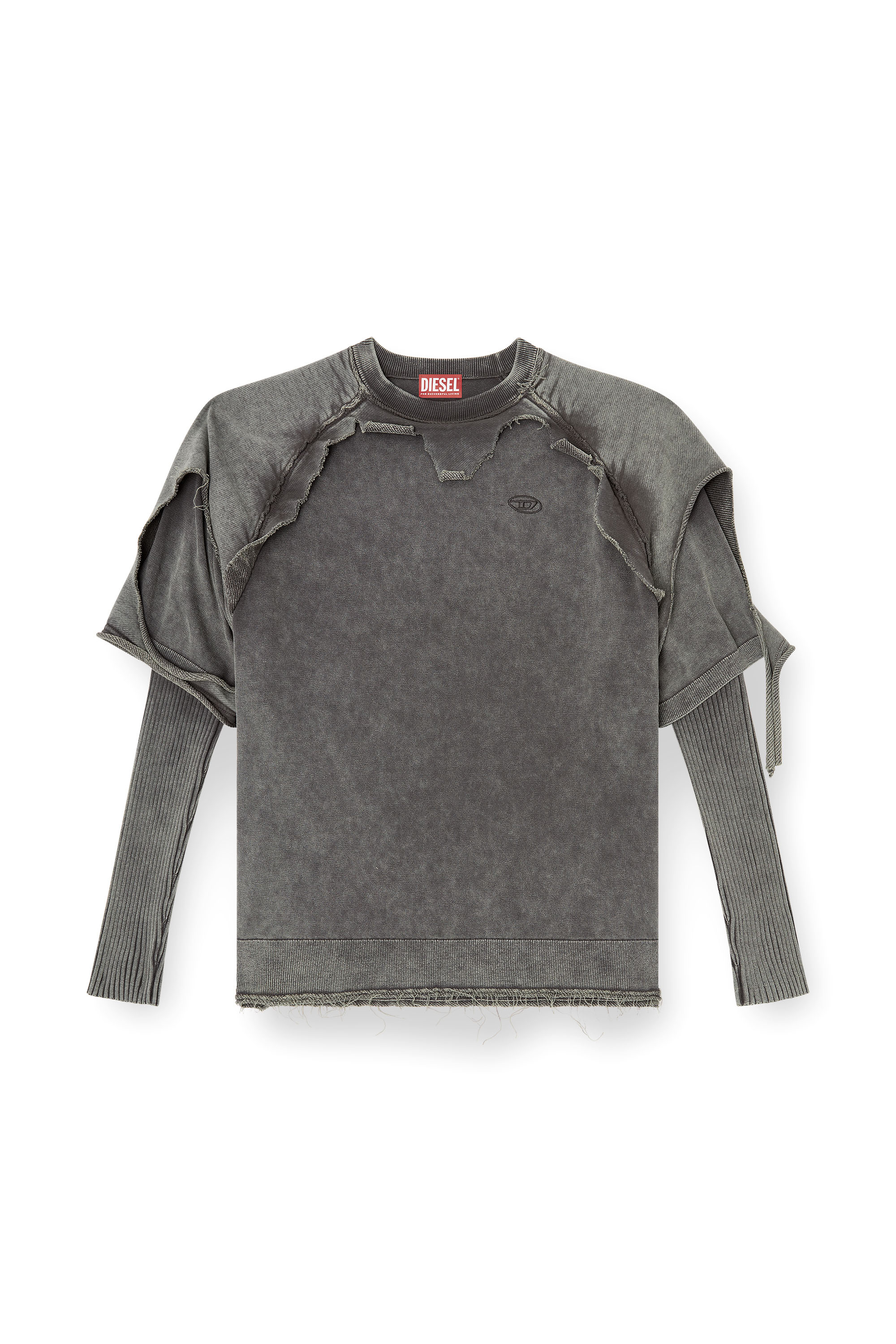 Diesel - K-PETRO, Pull superposé avec effet destroy Homme in Gris - 3