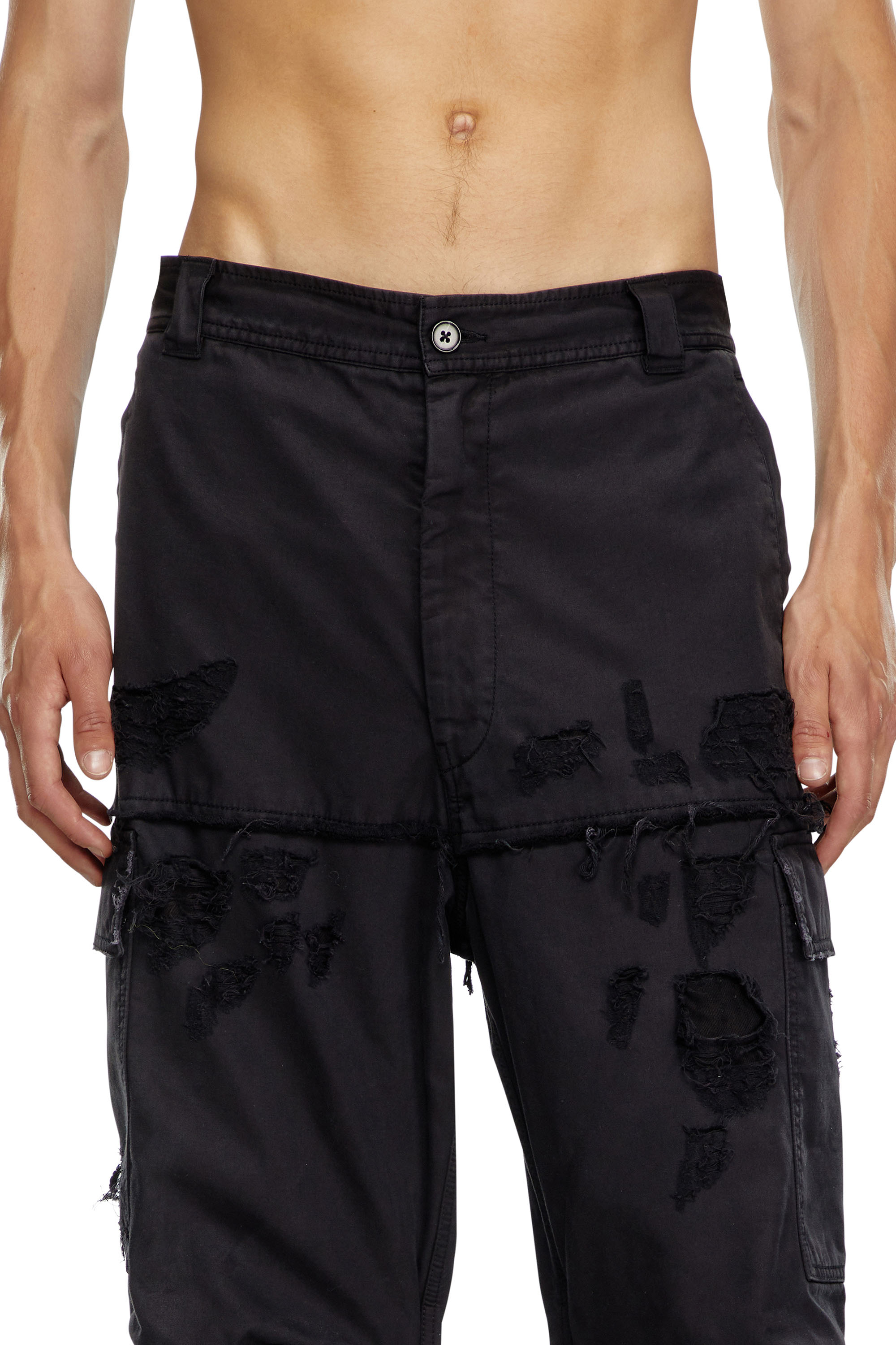 Diesel - P-OISE, Pantalon cargo en coton dobby Homme in Noir - 5