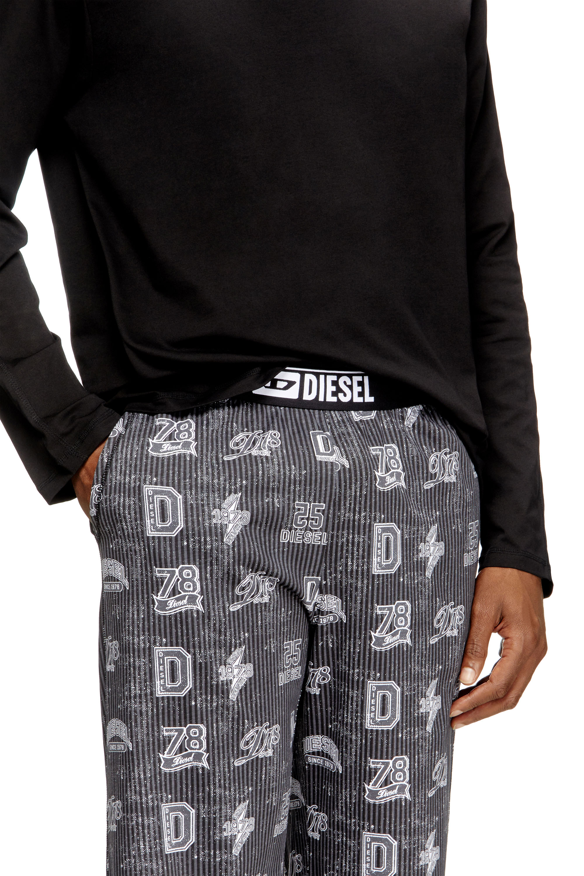 Diesel - SET-NOLAN-D-BOX, Ensemble pyjama en coton avec imprimés logo Homme in Noir - 3