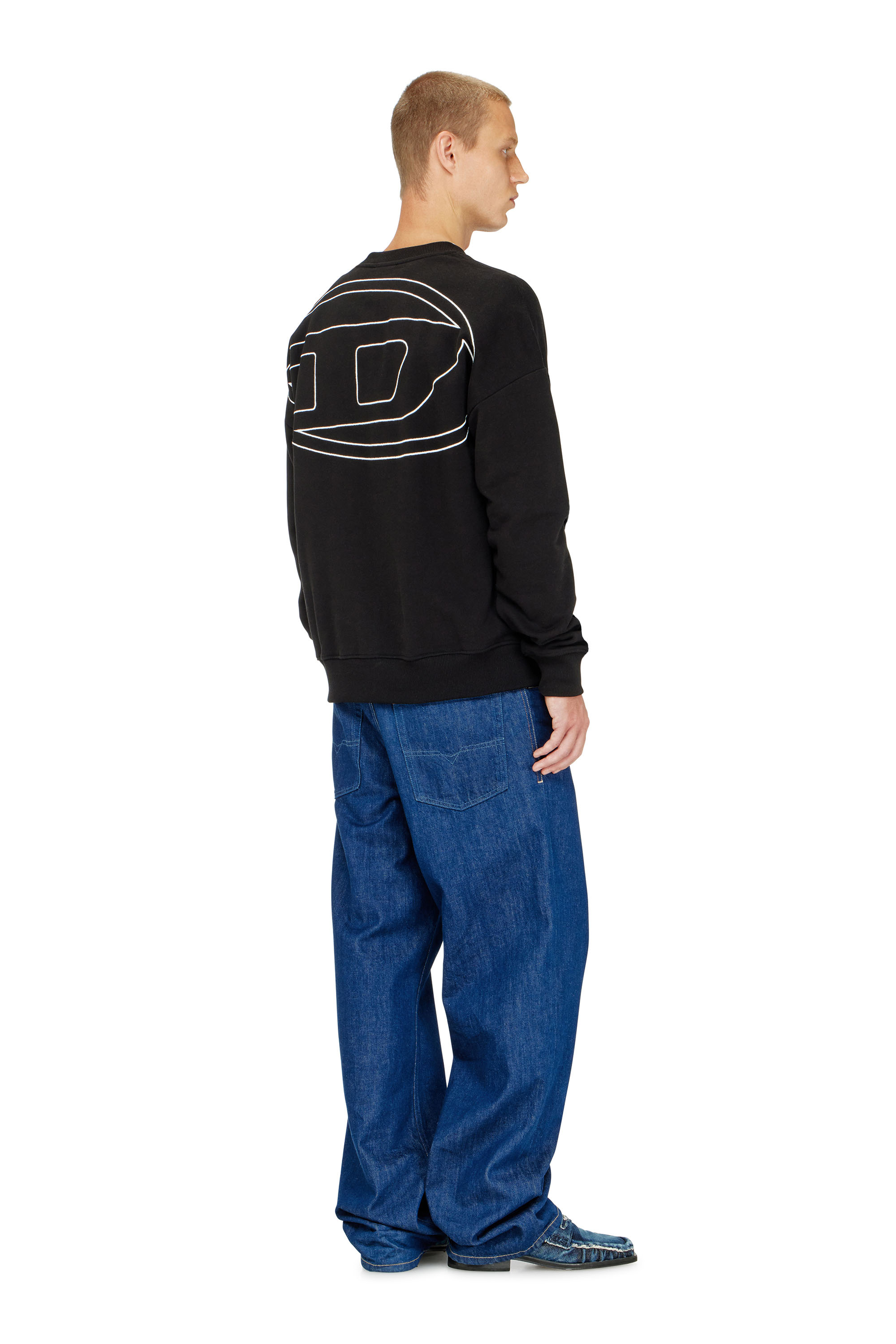 Diesel - S-ROB-MEGOVAL-D, Sweat-shirt avec logo brod&eacute; Homme in Noir - 1