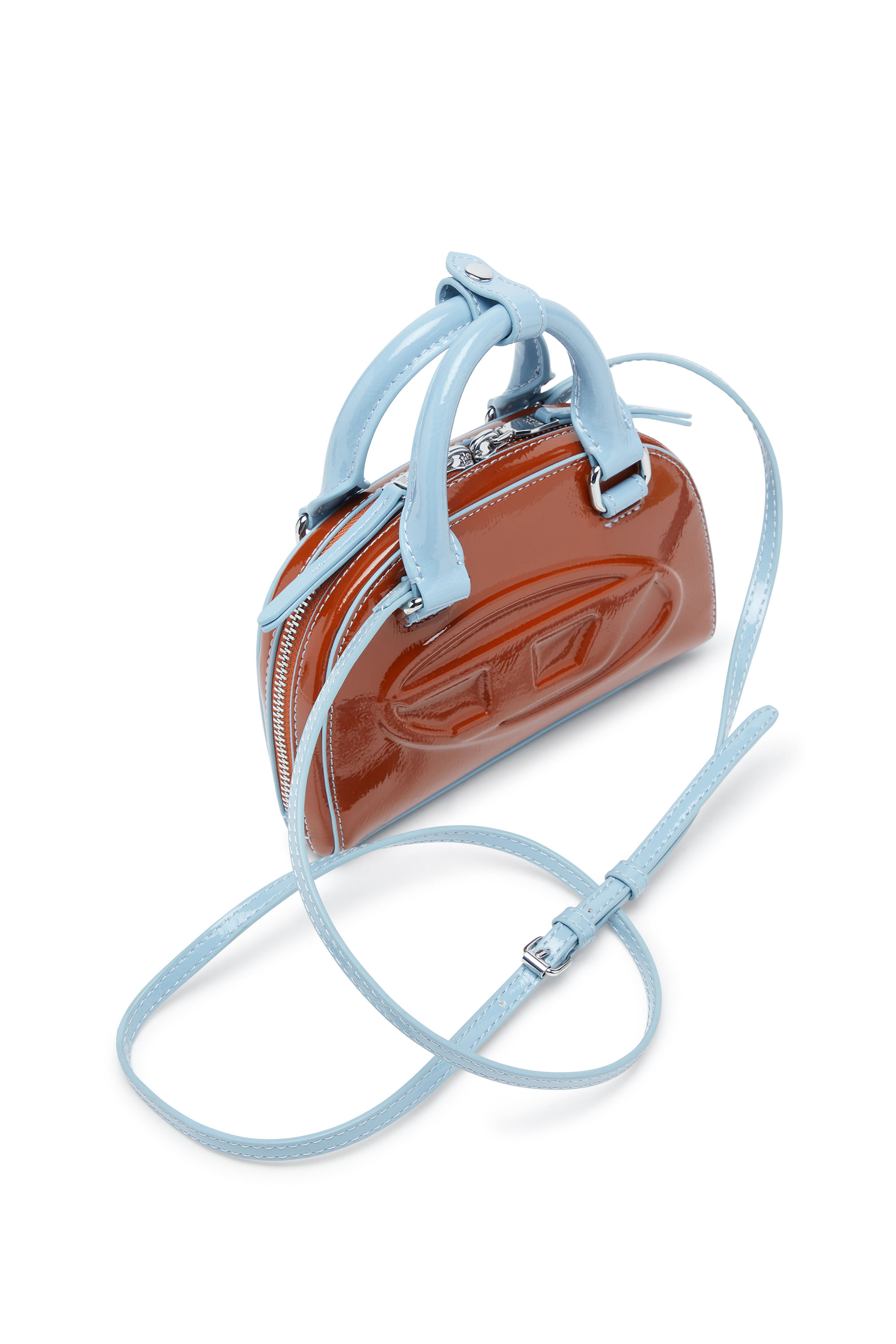 Diesel - 1DR DOME CROSSBODY XS, 1DR Dome-Sac bandouli&egrave;re mini avec effet naplak Femme in Marron - 5
