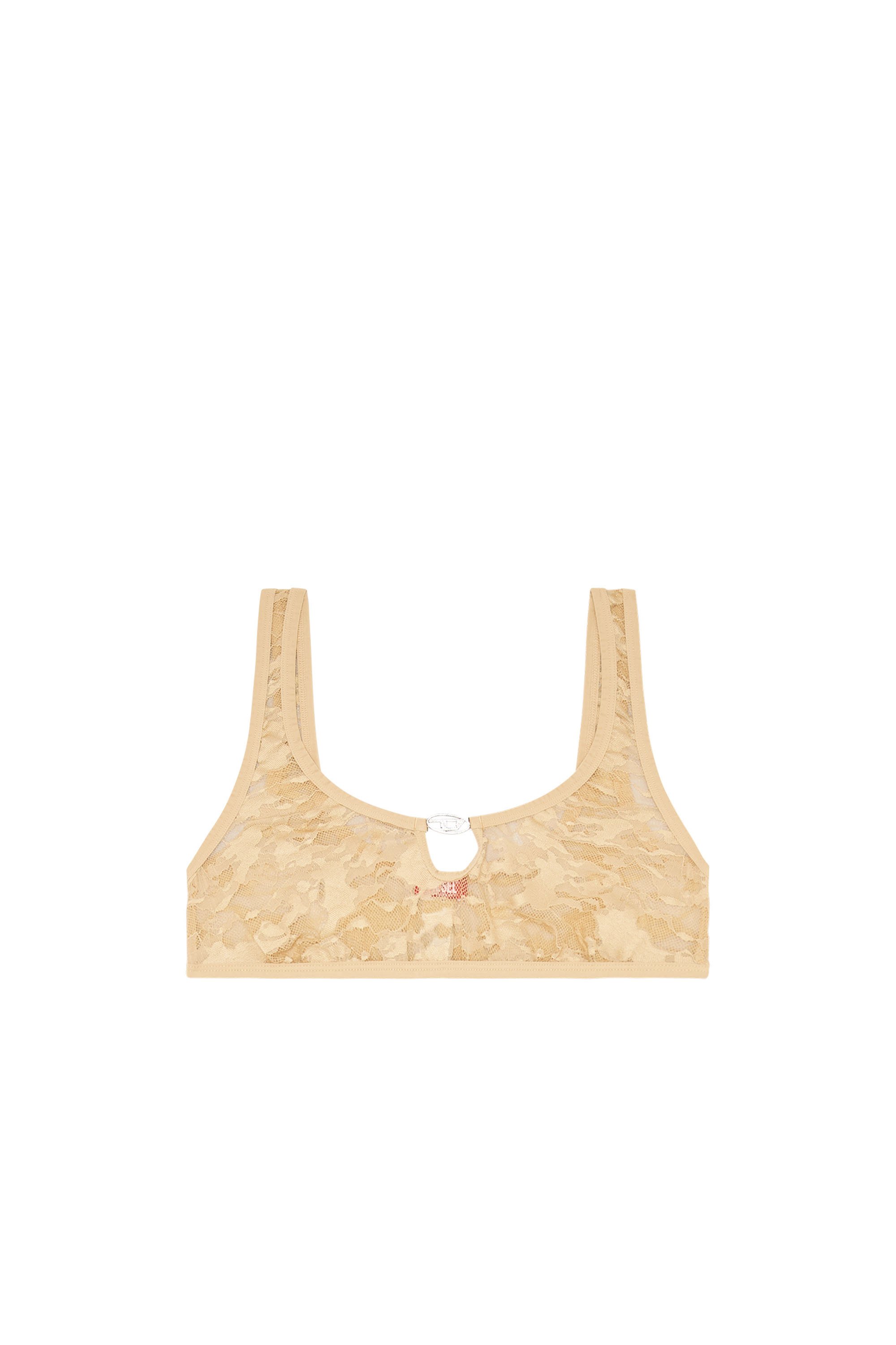 Diesel - UFSB-D-OVAL-LACE-BRALETTE, Brassière en dentelle camouflage avec plaque Oval D Femme in Marron - 4