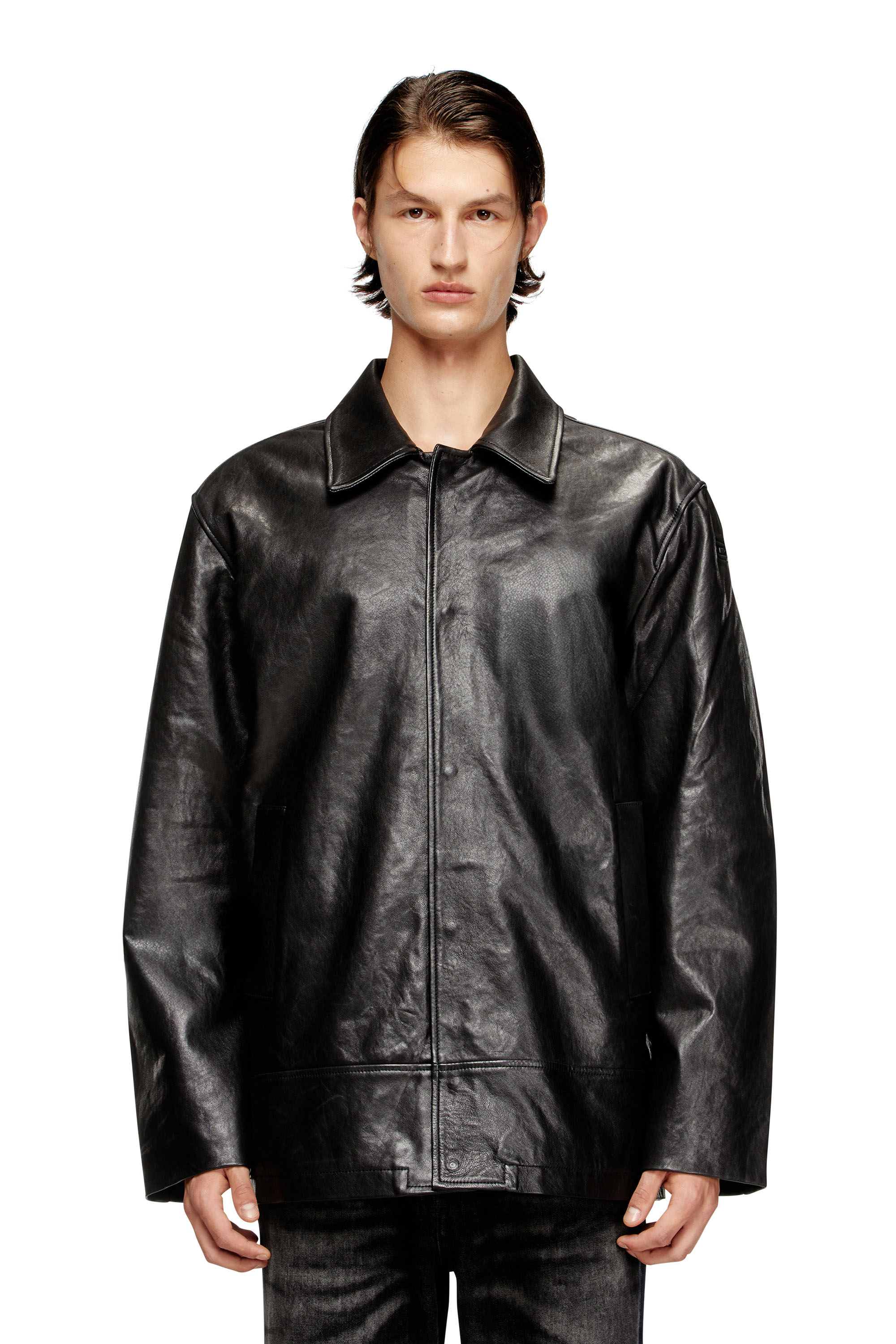 Diesel - L-JESS, Veste en cuir matelassée Homme in Noir - 1