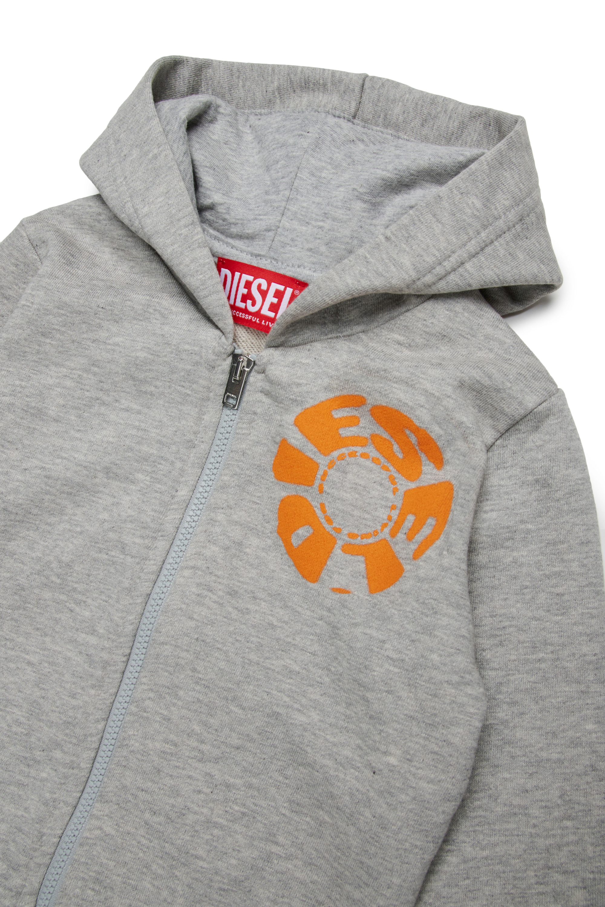 Diesel - SPRAVONB, Sweat à capuche en coton avec fermeture éclair intégrale Homme in Gris - 3