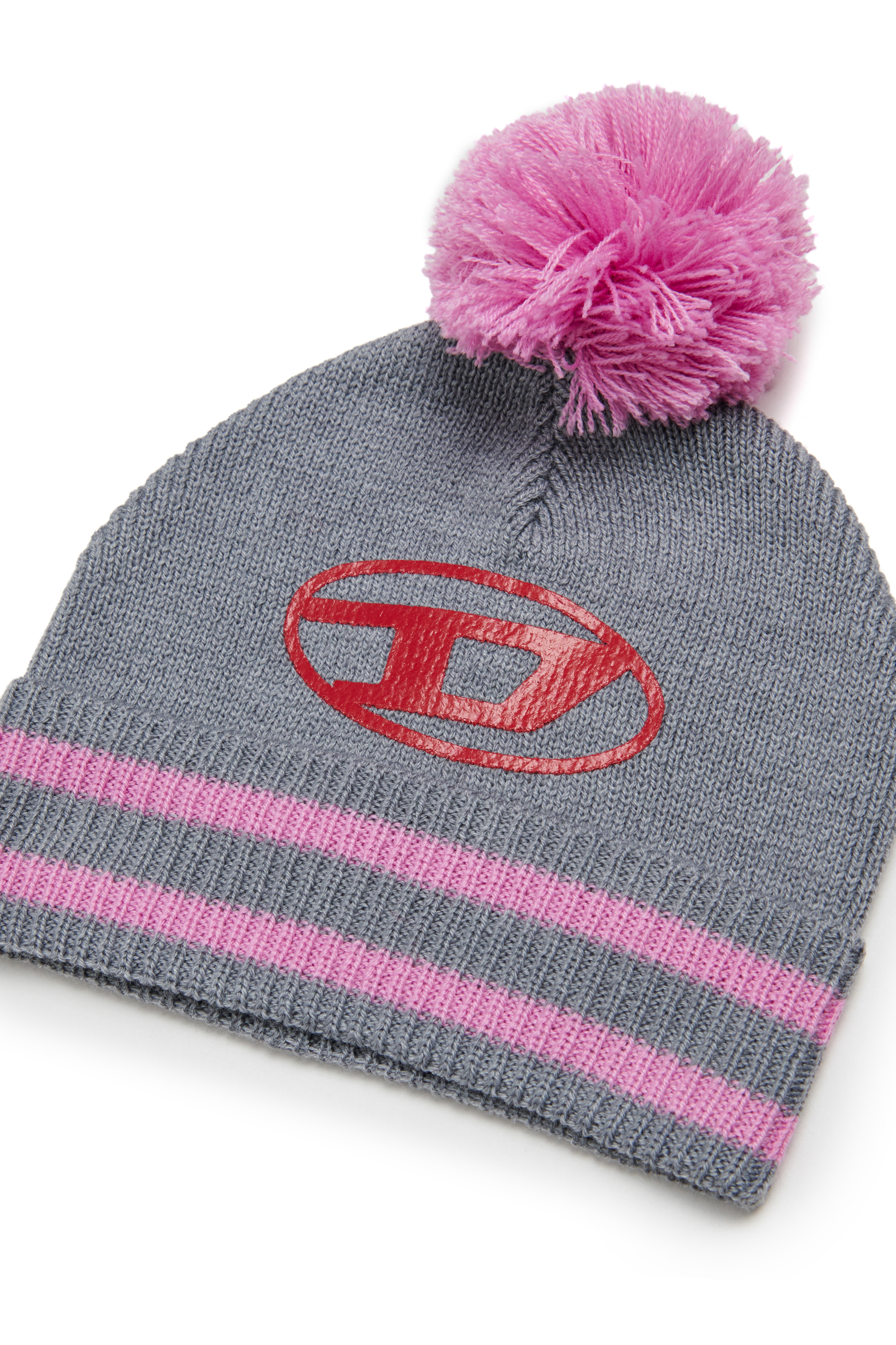 Diesel - FUTEEB, Bonnet &agrave; pompon ray&eacute; en m&eacute;lange de laine Mixte in Polychrome - 3