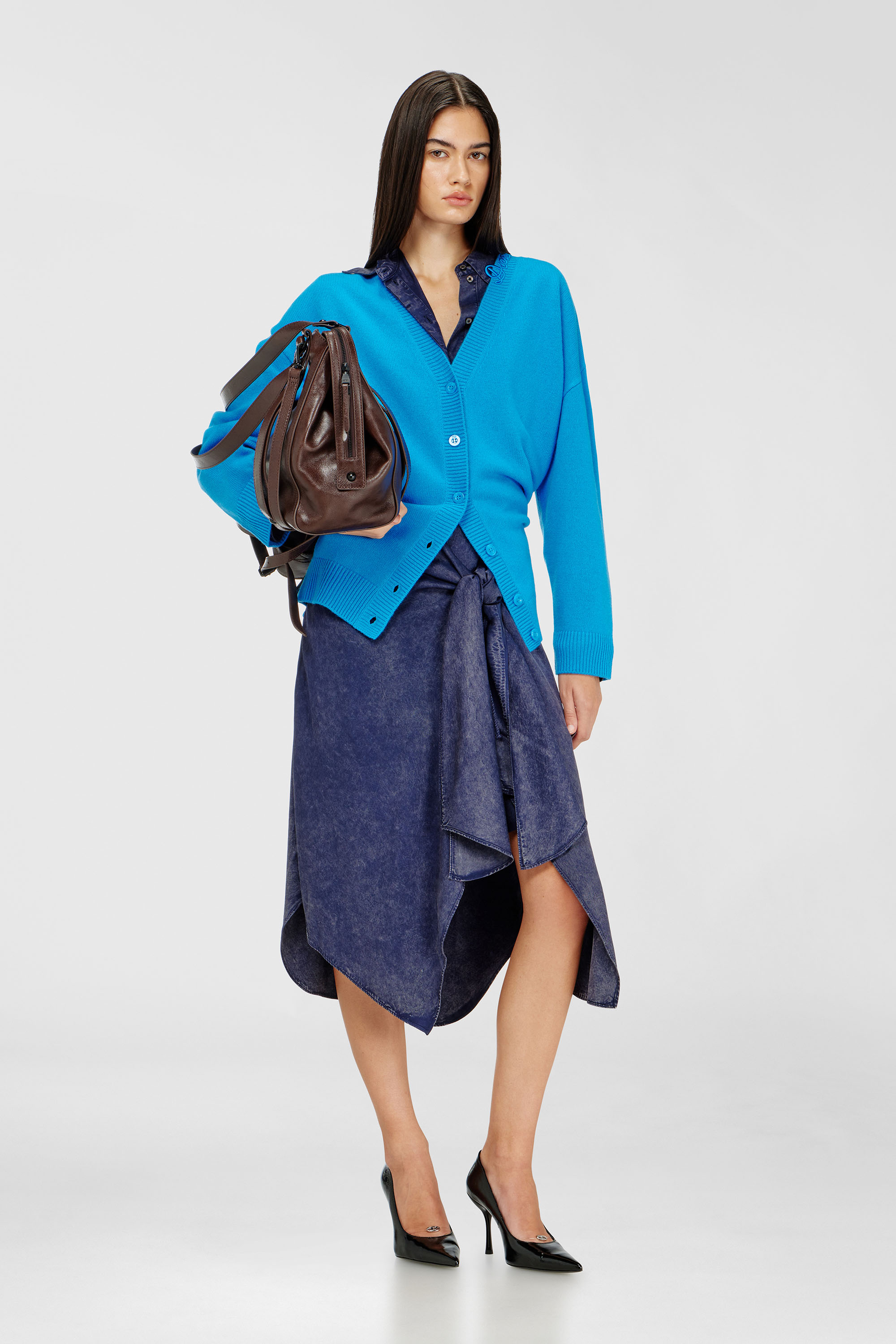 Diesel - D-ILETTA-B2, Robe-chemise midi en viscose effet denim Femme in ToBeDefined - 2