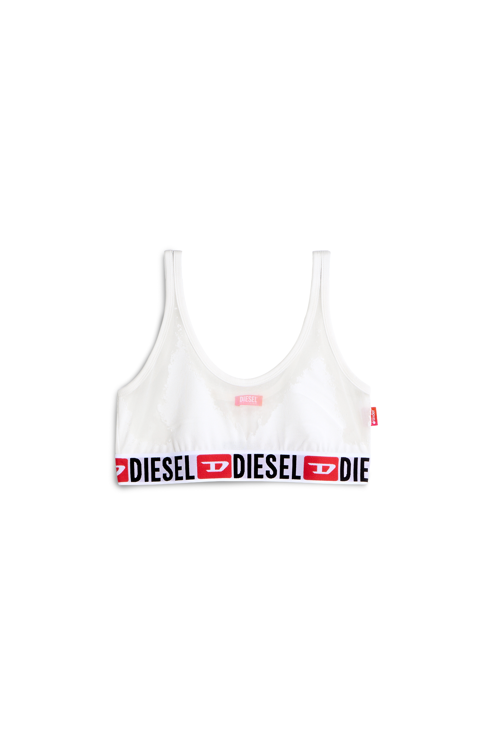 Diesel - PR-ORIBA-D-CORE, Bralette avec effet d&eacute;vor&eacute; transparent Femme in Blanc - 1
