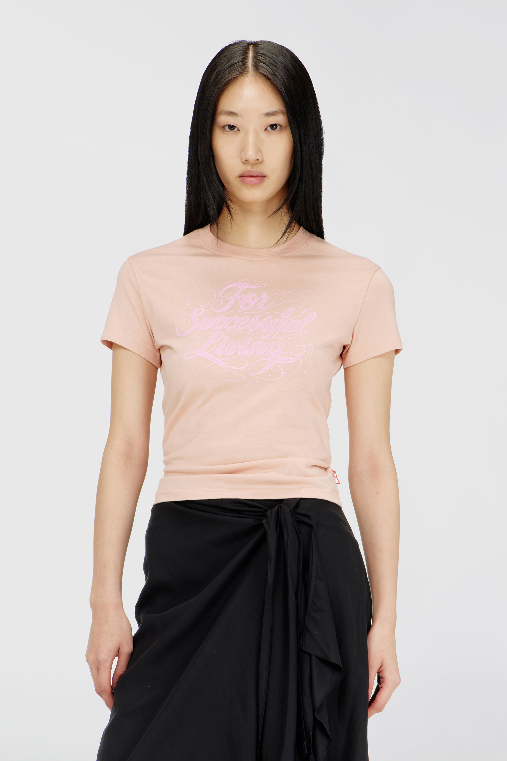 Diesel - T-ILA-AA4, T-shirt avec imprim&eacute; logo Femme in Rose - 1