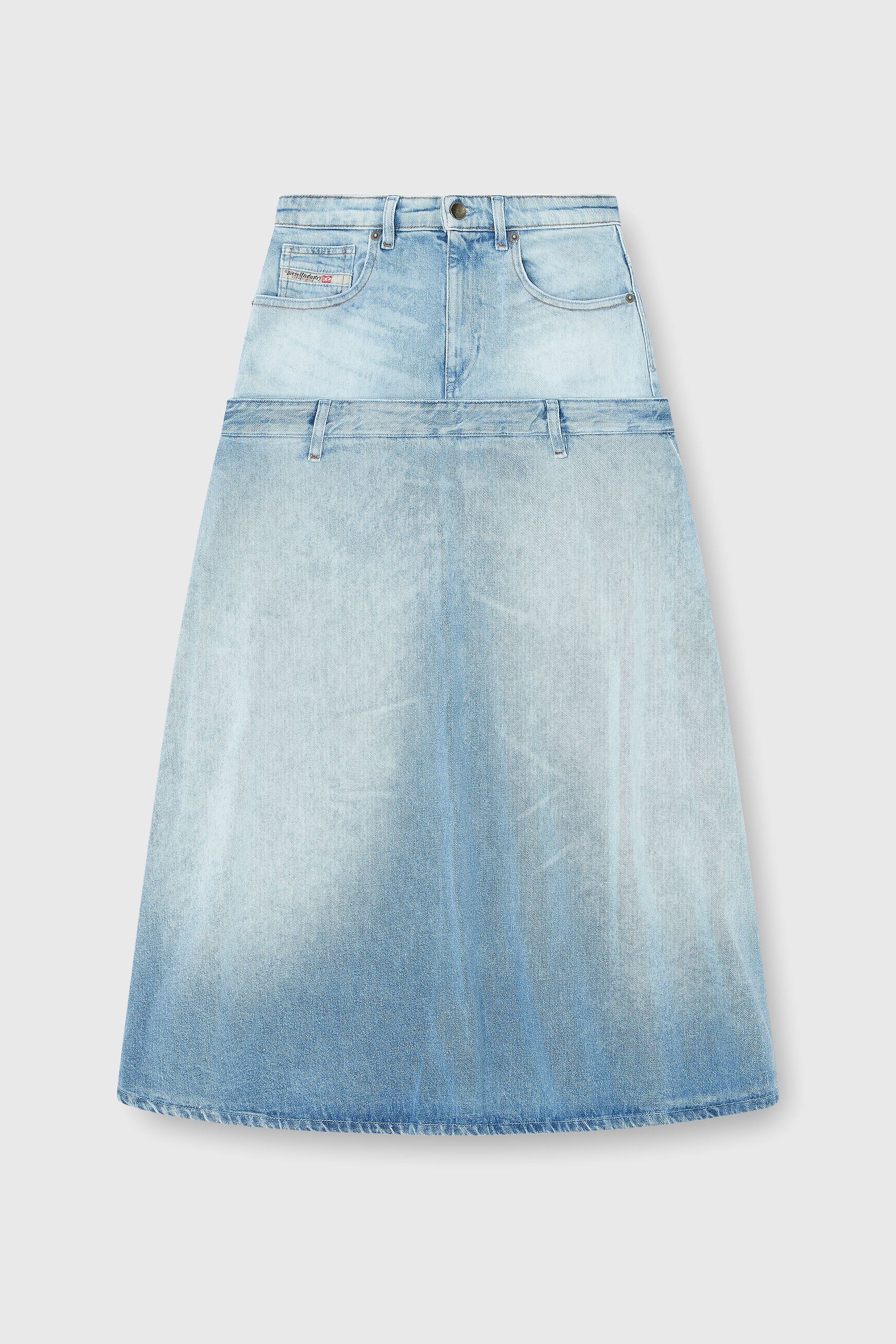 Diesel - DE-VORYA-S, Jupe en denim &agrave; design superpos&eacute; Femme in Bleu - 2