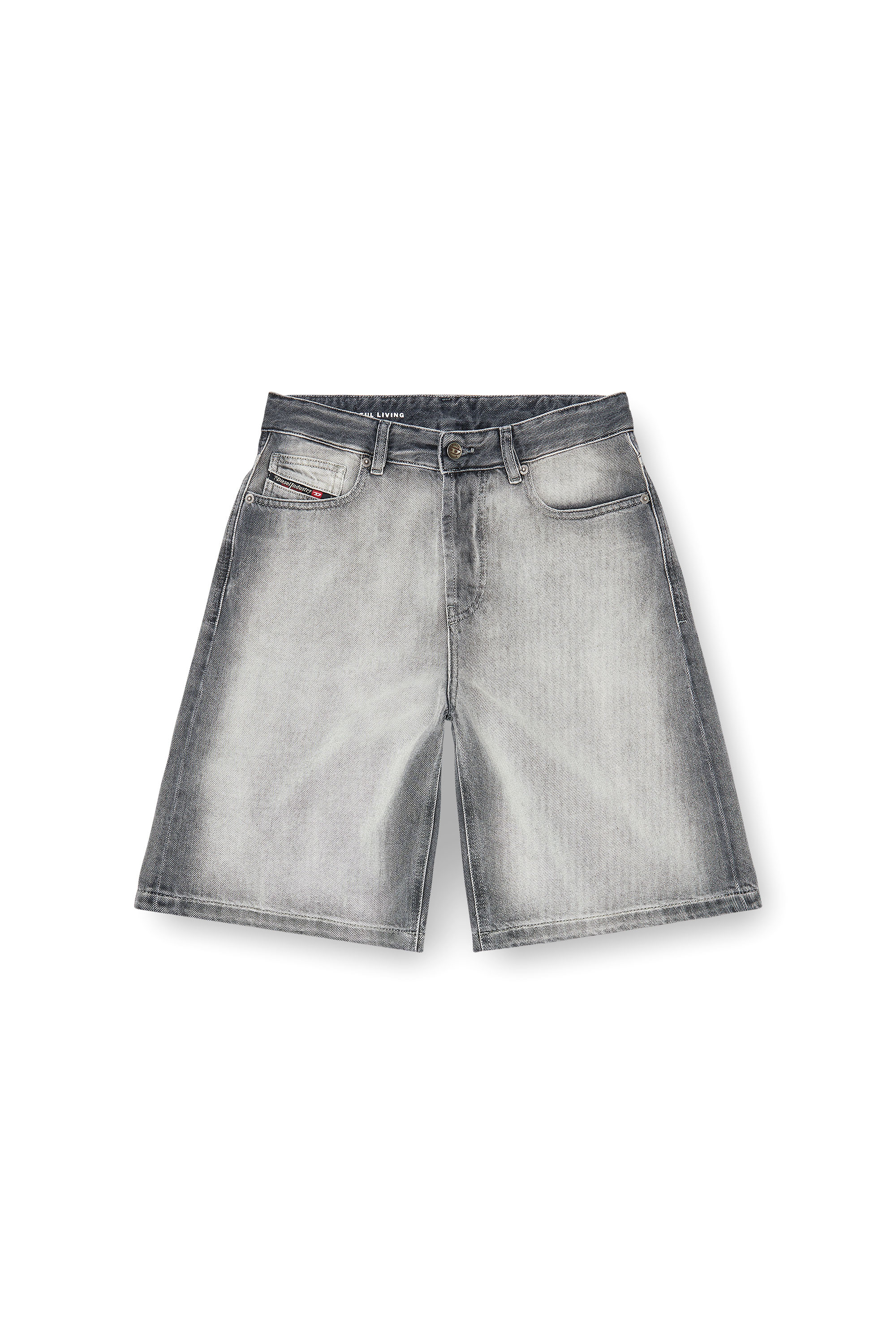 Diesel - DE-SIRE-SHORT-FSI, Short en denim skeleton doux Femme in Gris - 2