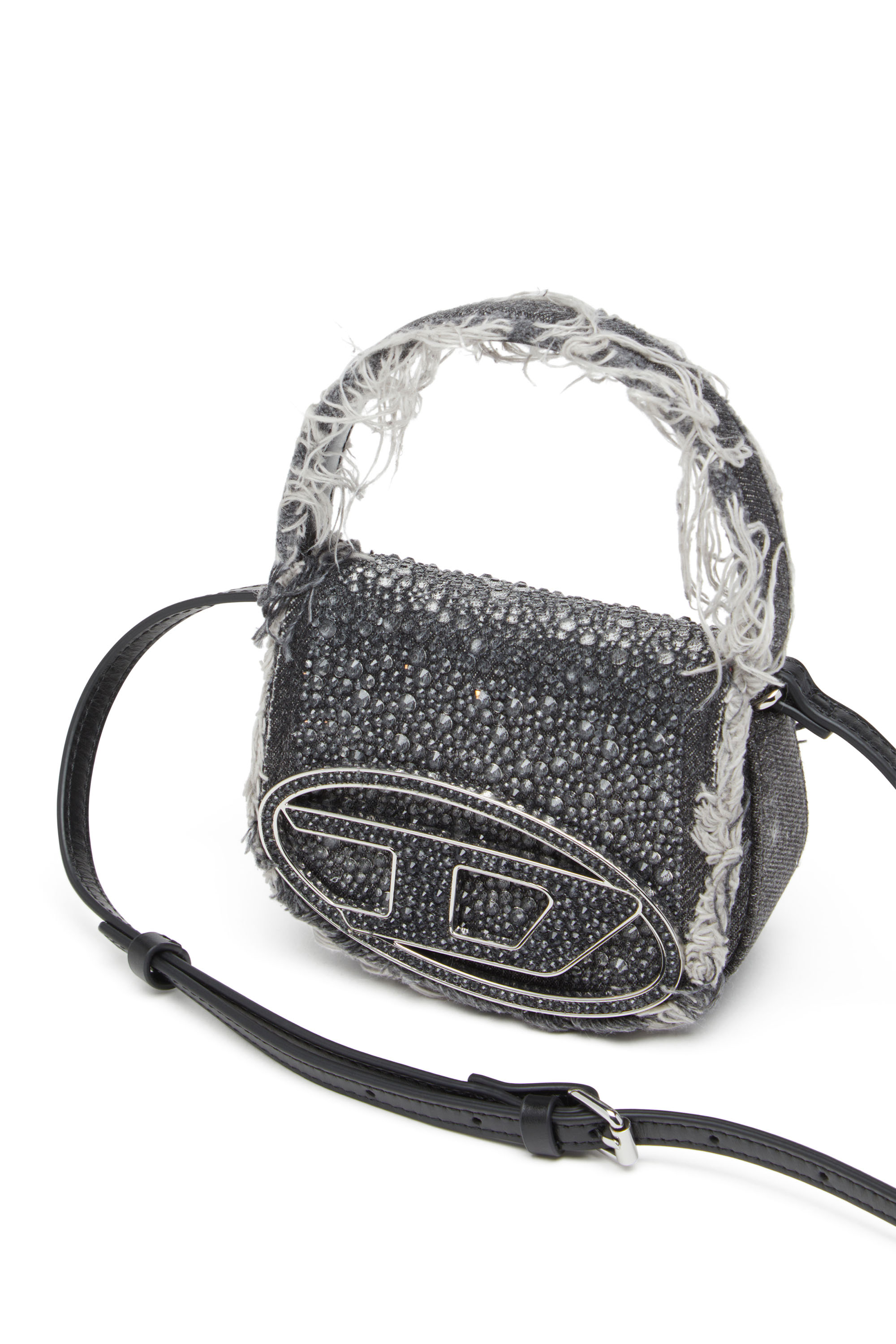 Diesel - 1DR XS, 1DR XS-Mini sac iconique en denim et cristaux Femme in Noir - 6