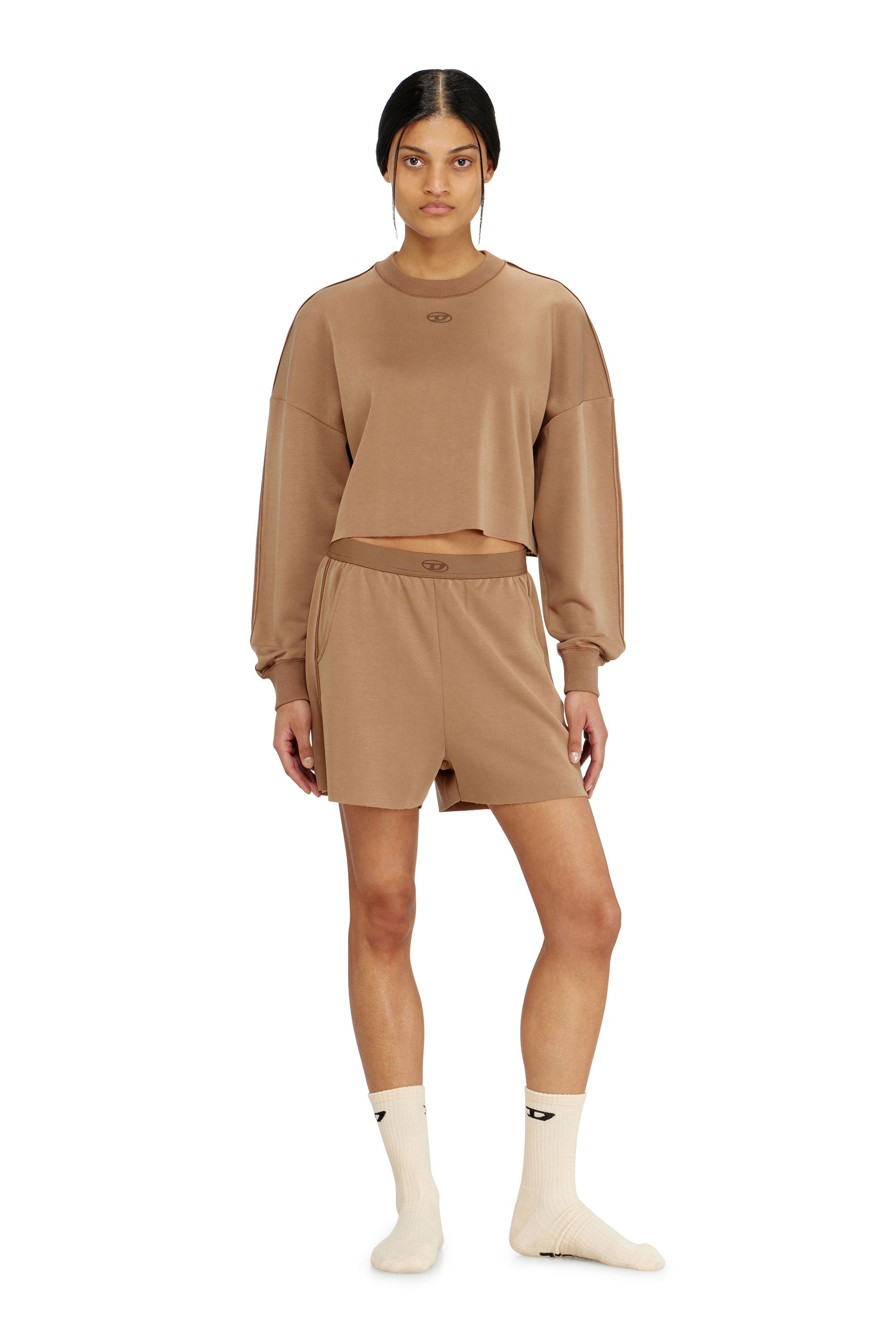 Diesel - MARTHA-UTLT, Short en scuba stretch l&eacute;ger Femme in Marron - 1