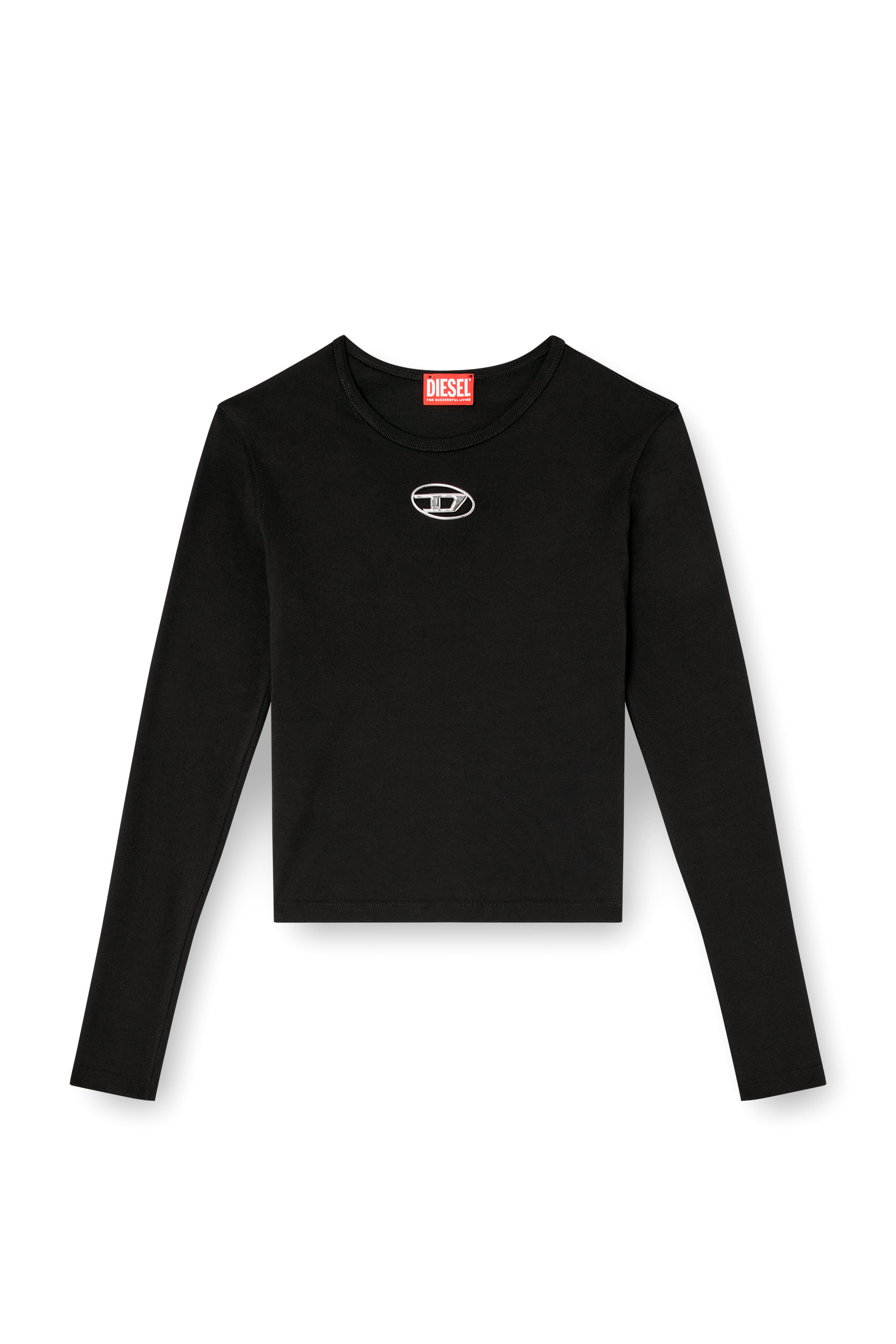 Diesel - T-UNCUTIE-LONG-LS-OD, Haut à manches longues avec cut-out Oval D Femme in Noir - 3