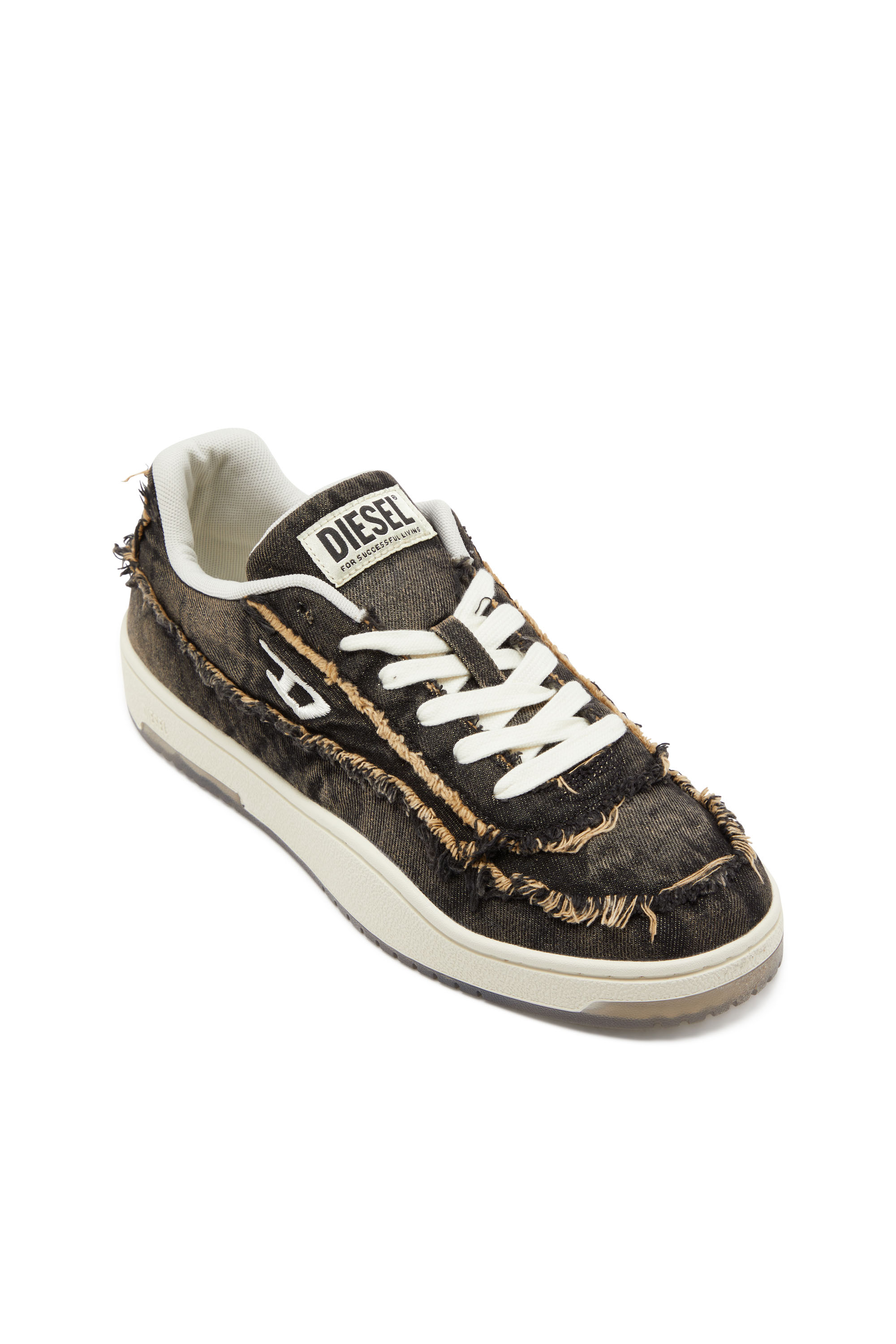 Diesel - S-TRACKER-D LOW, S-Tracker-D-Baskets en denim effiloché avec semelle transparente Homme in Noir - 6