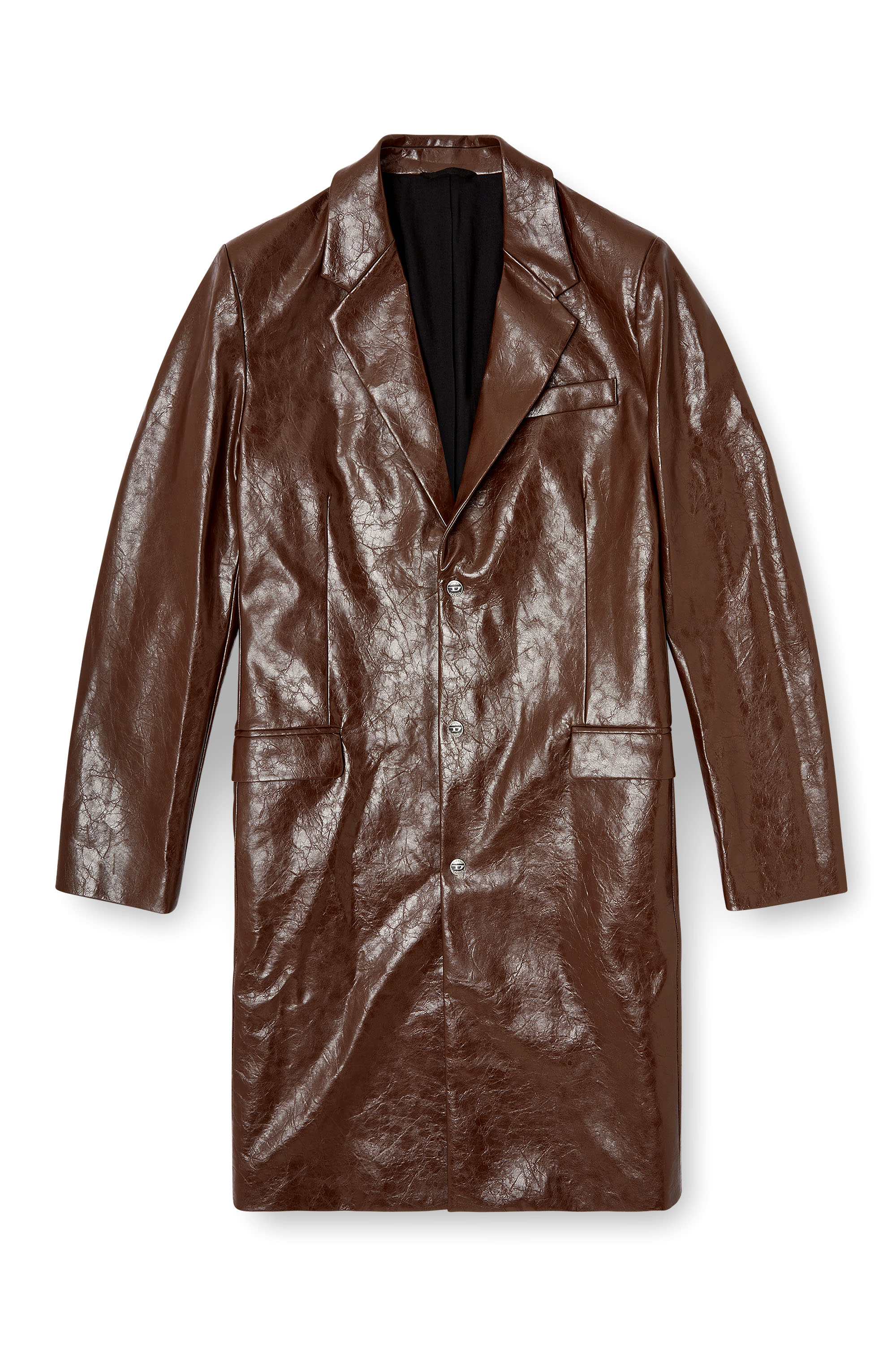 Diesel - J-CREED-COAT, Manteau en tissu texturé enduit Homme in Marron - 2