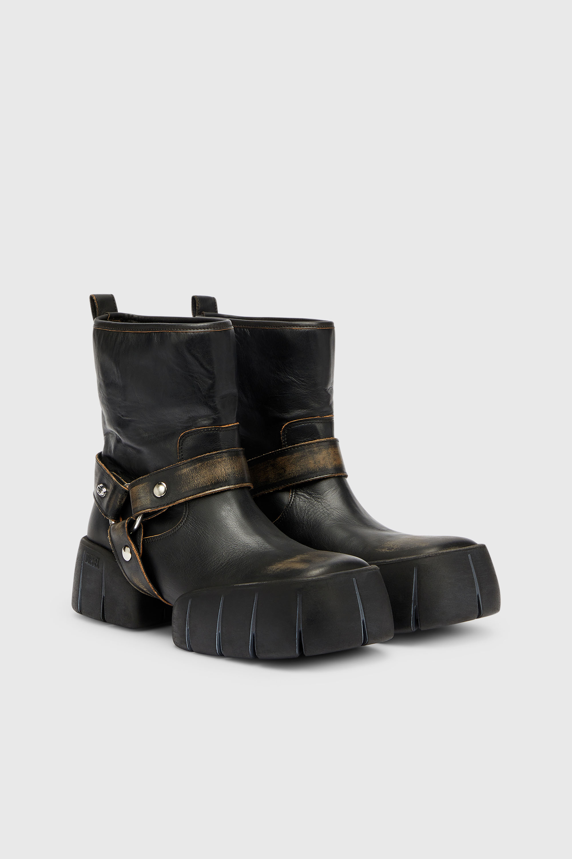 Diesel - D-TEX TU, D-Tex - Bottes biker en cuir effet vieilli Homme in Marron - 2