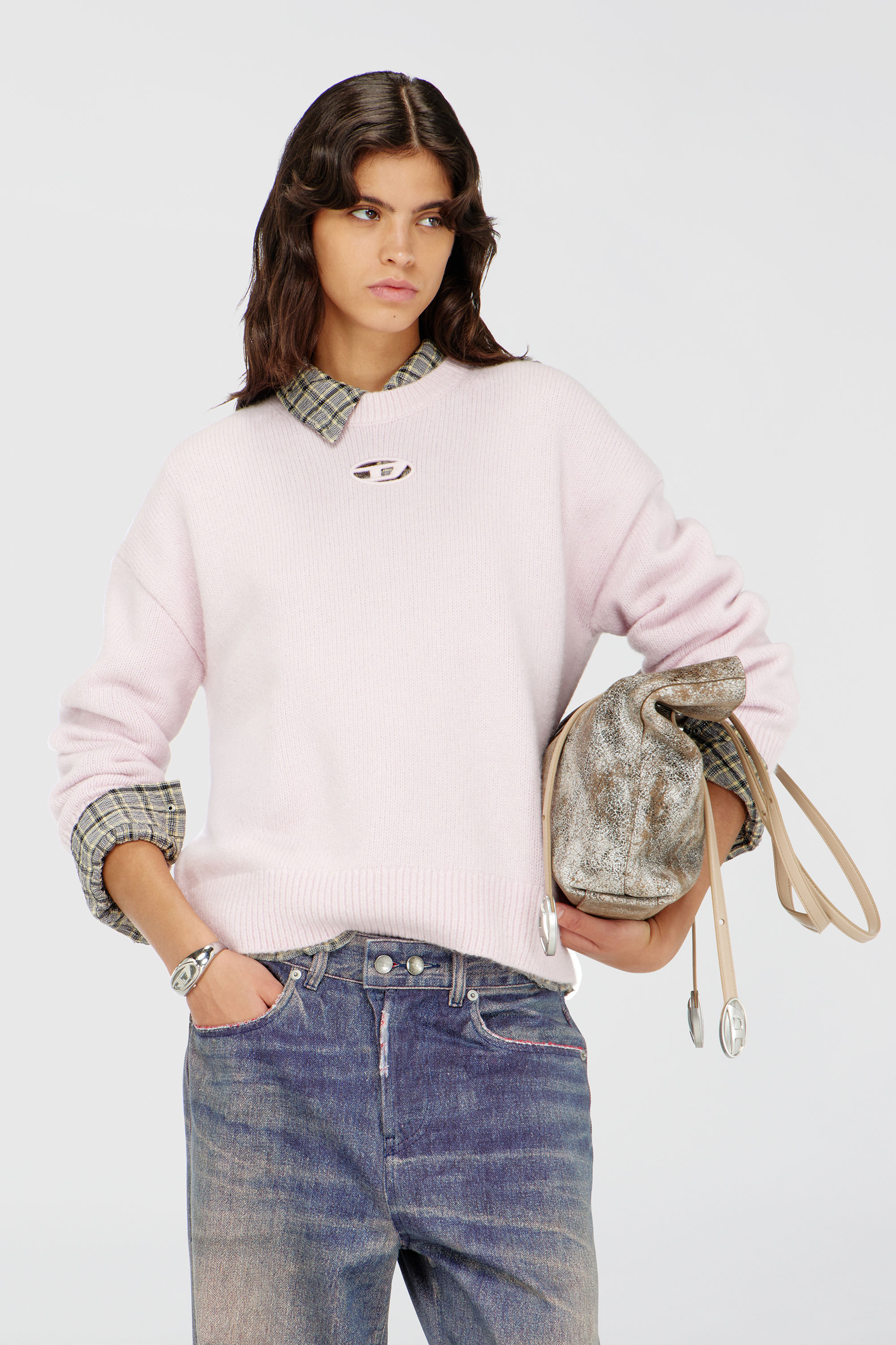 Diesel - M-AREETA, Woman's Jumper in wool and alpaca blend in Pink - 1