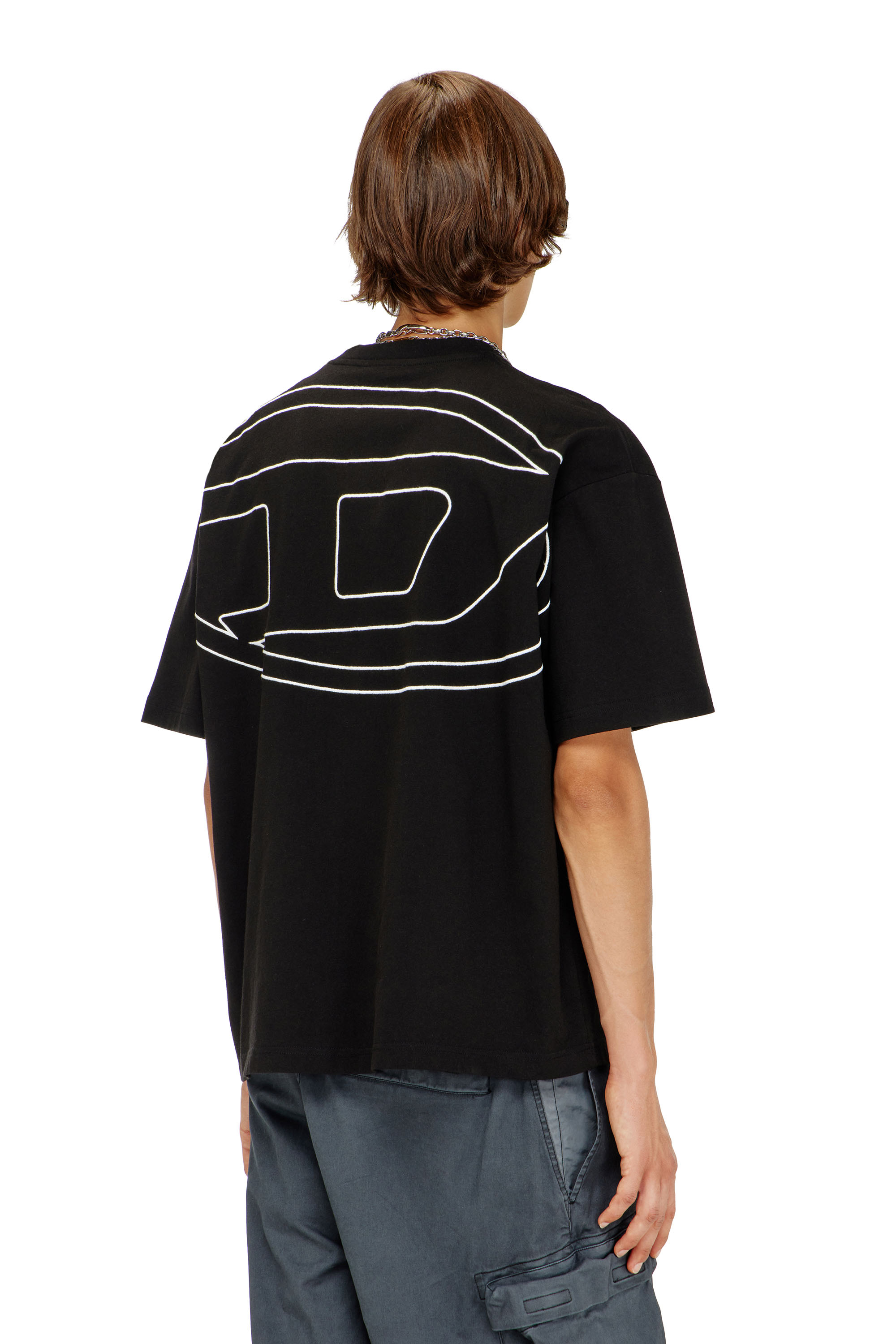 Diesel - T-BOGGY-MEGOVAL-D, T-shirt avec maxi oval D brod&eacute; Homme in Noir - 4