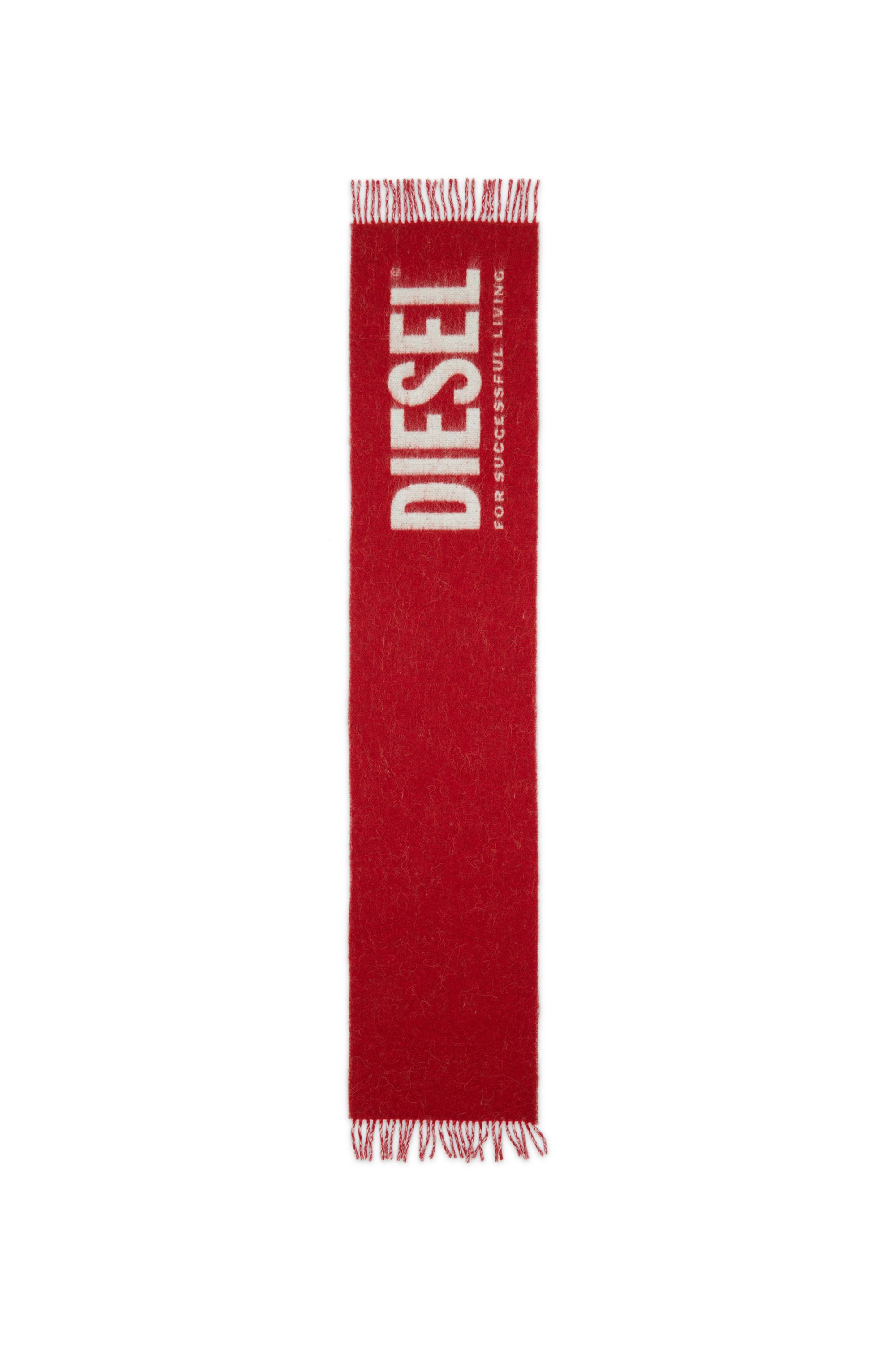 Diesel - S-KOTT, Écharpe bicolore avec maxi logo Homme in Rouge - 2