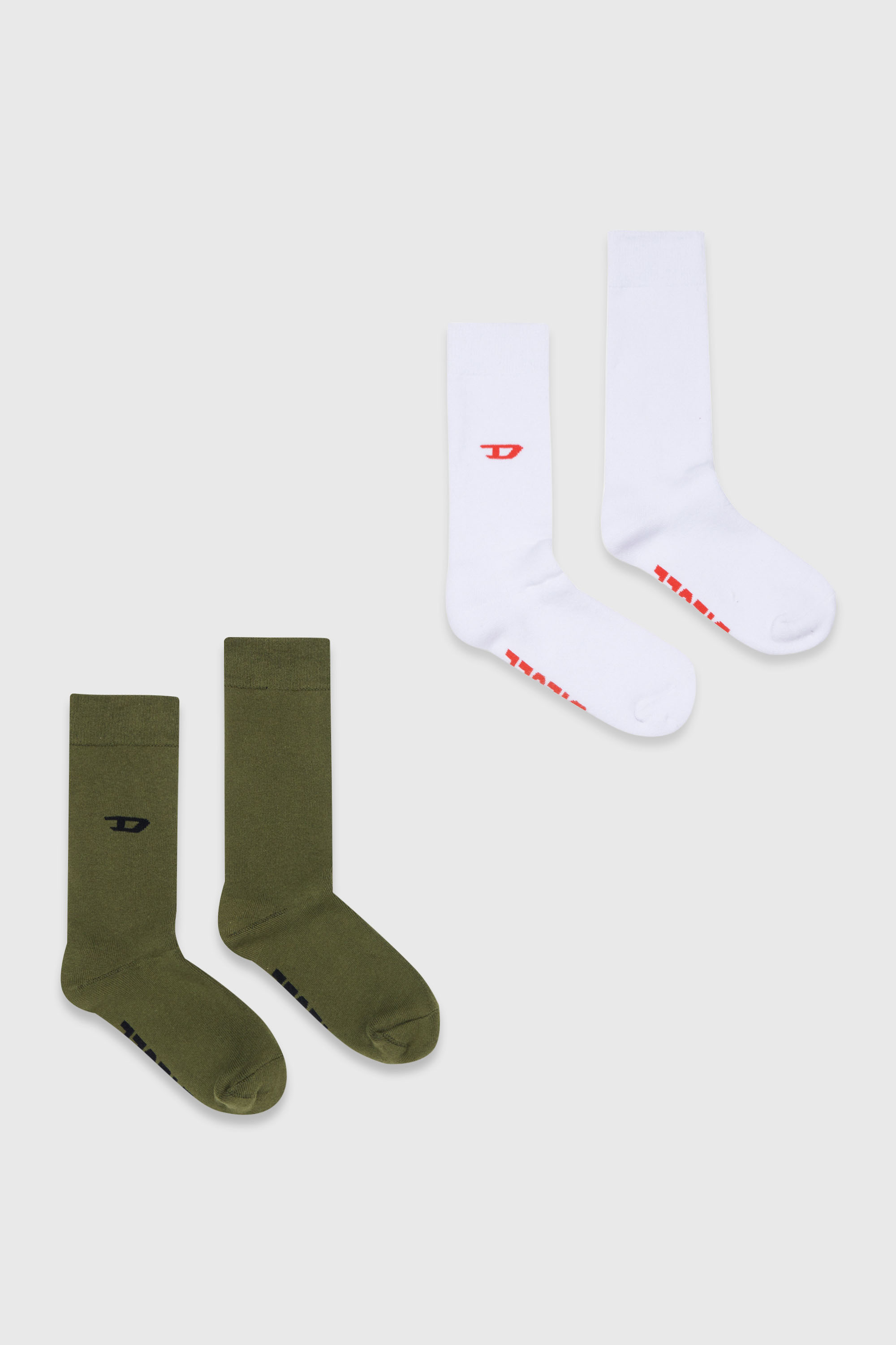 Diesel - ZSENDYBIPACK, Lot de deux paires de chaussettes en coton avec d&eacute;tails logo Homme in Polychrome - 1