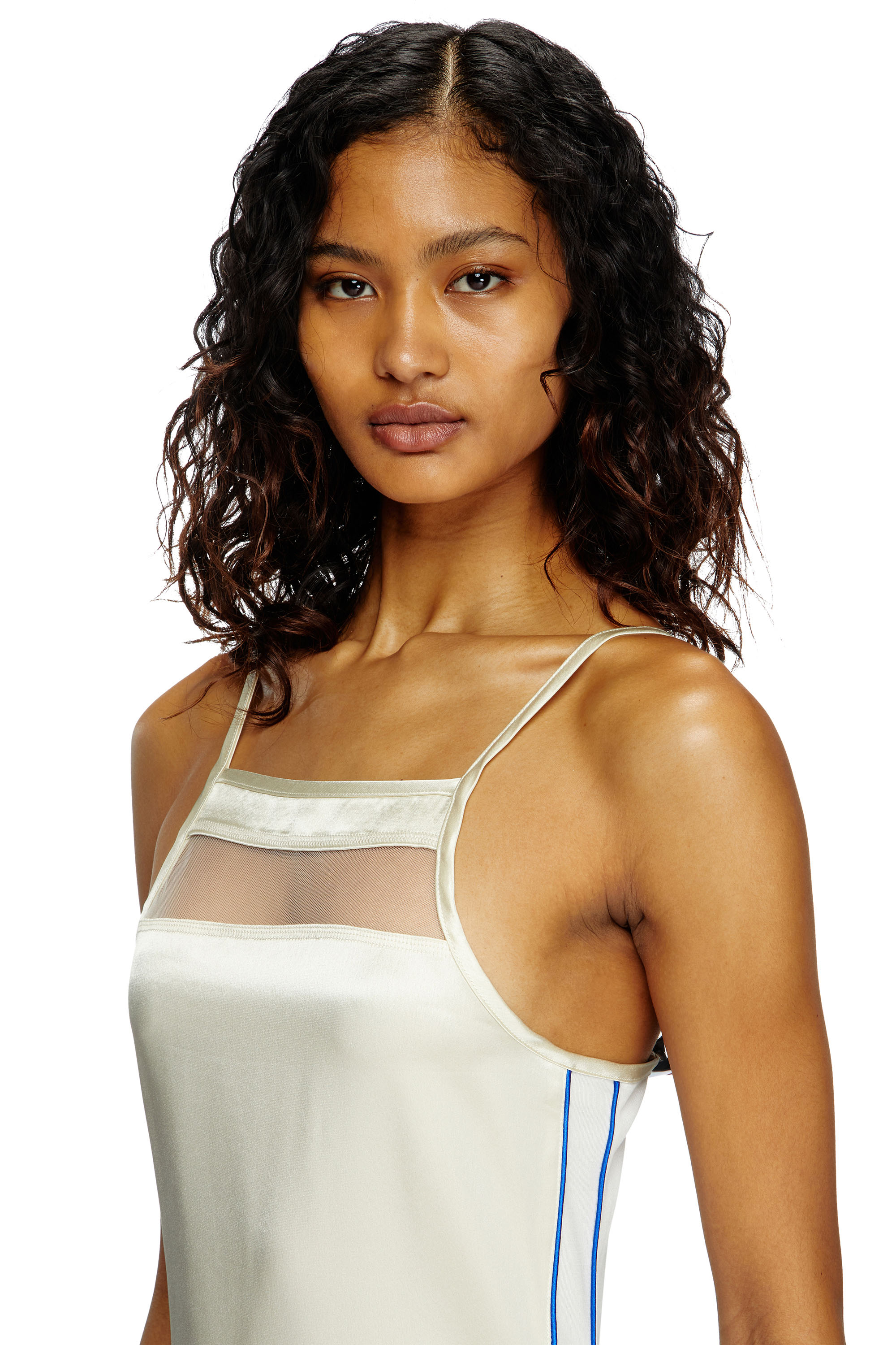 Diesel - D-AFFY, Robe courte en satin, tricot et tulle Femme in Blanc - 5