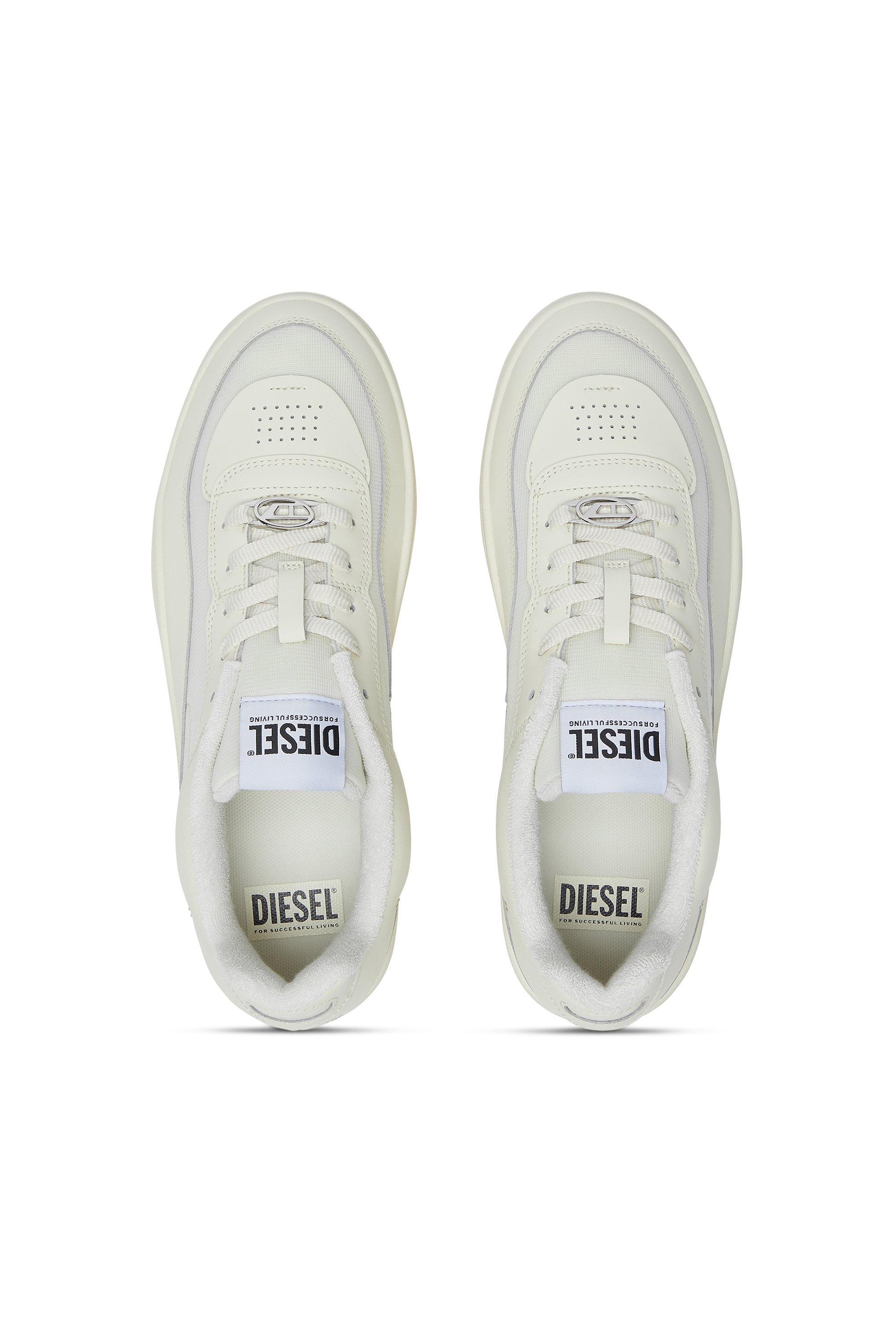 Diesel - S-OVAL SKATE LOW, S-Oval Skate-Sneakers en cuir avec empiècements en tissu Homme in Beige - 5