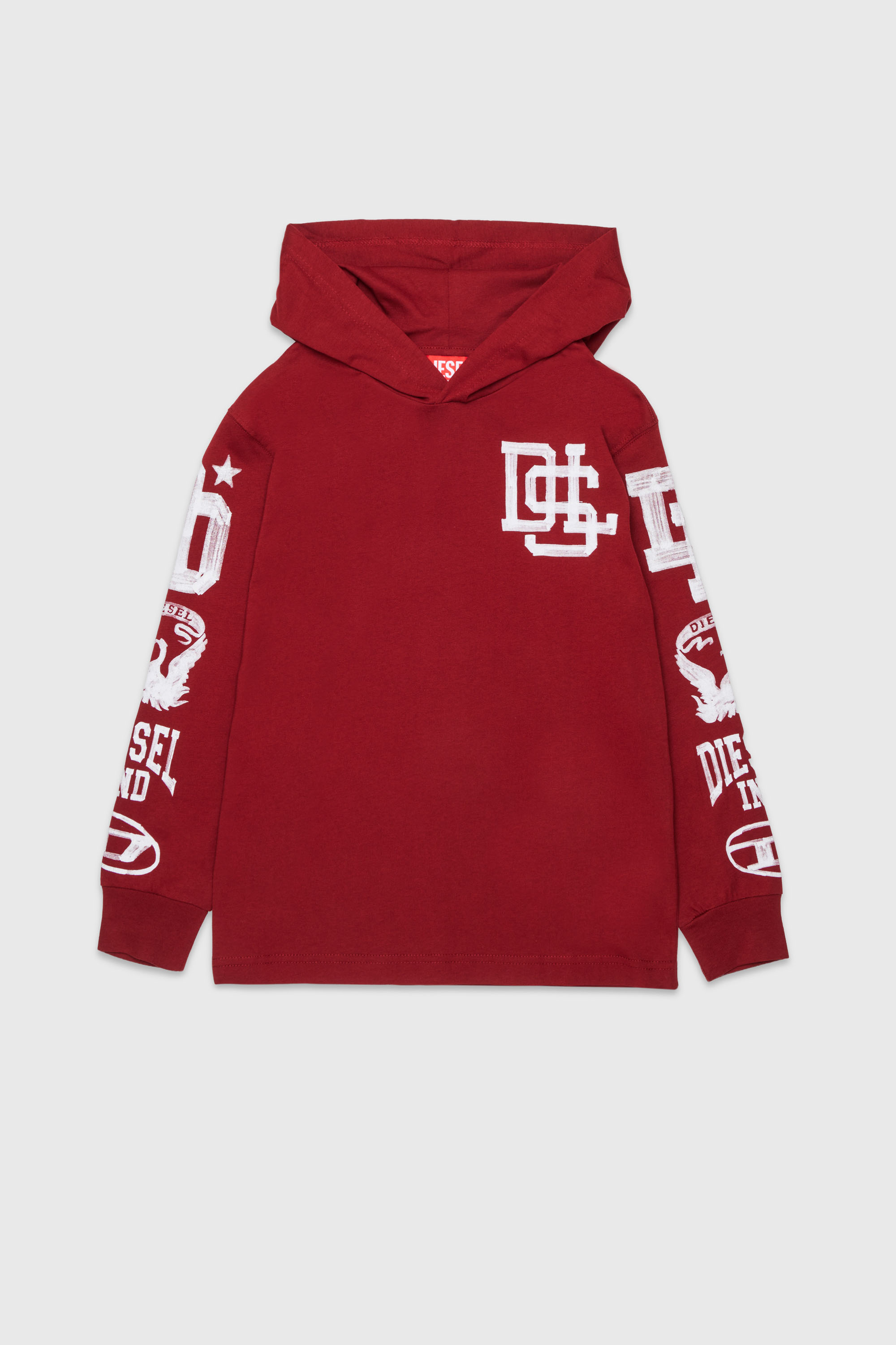Diesel - TBUNDY OVER, Man's Hooded long-sleeve T-shirt with varsity graphics in null - 1