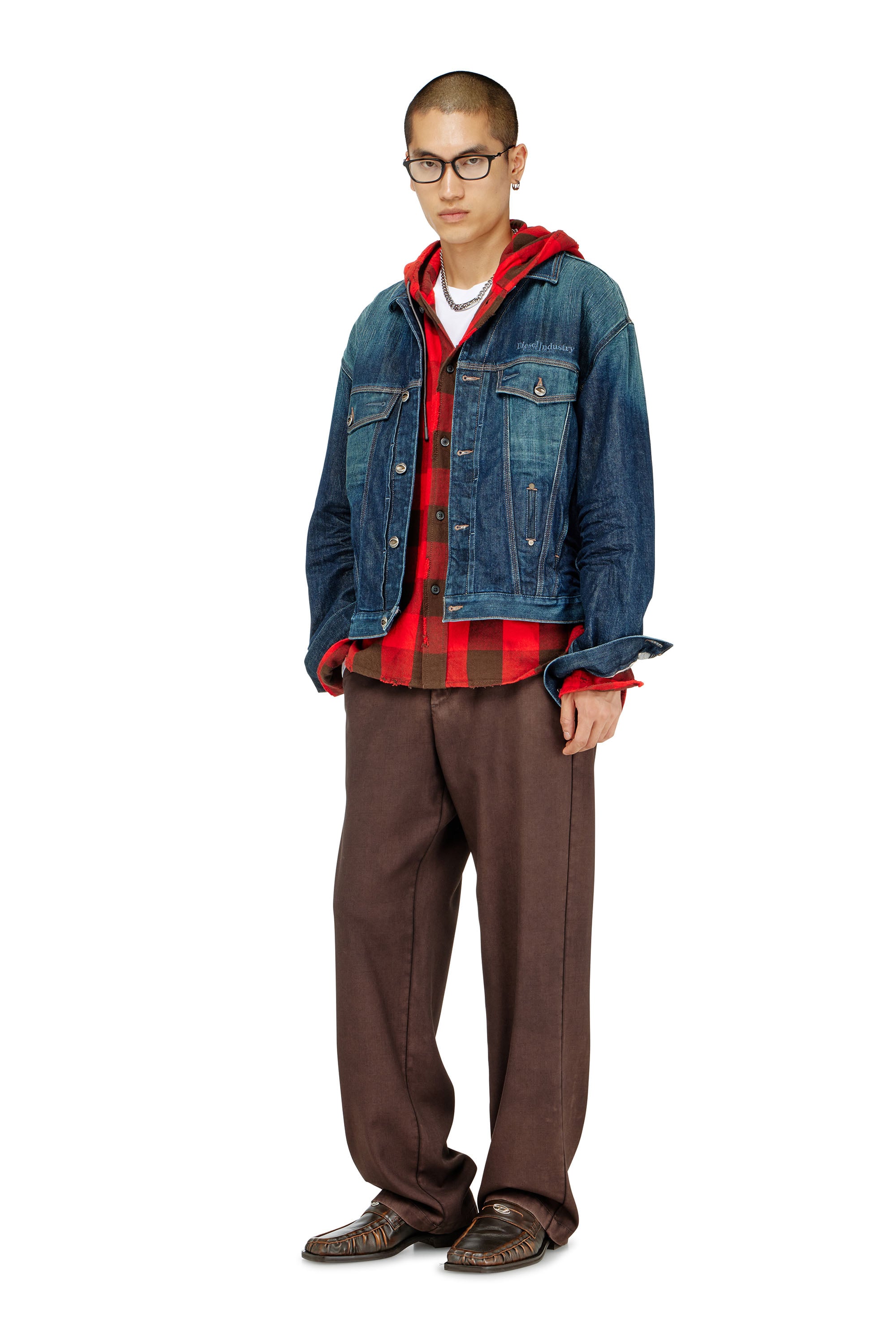 Diesel - S-DRUM-HOODY, Chemise &agrave; capuche effet us&eacute; en flanelle &agrave; carreaux Homme in ToBeDefined - 2