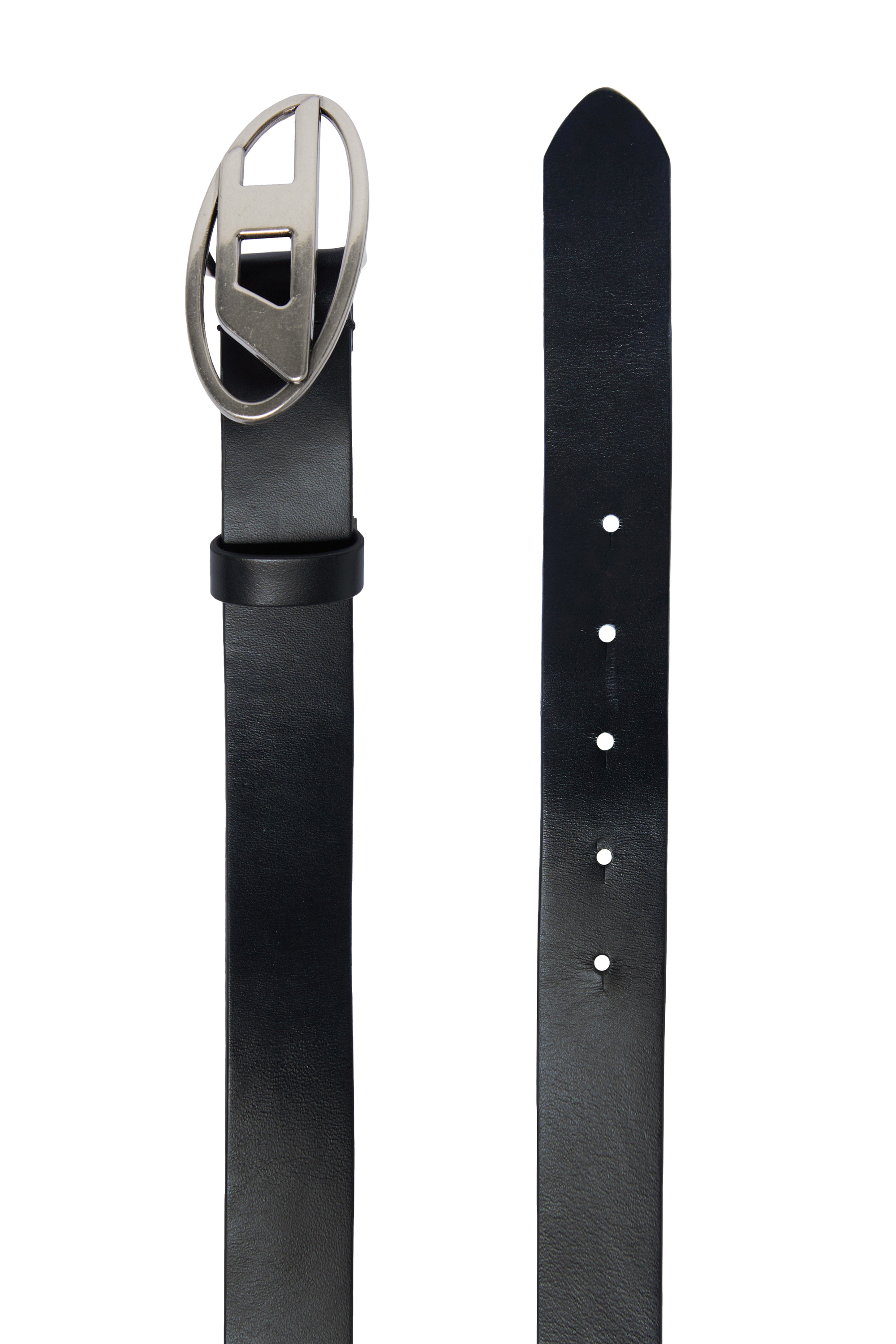 Diesel - B1DR, Unisex's Leather belt with Oval D buckle in Black - 2