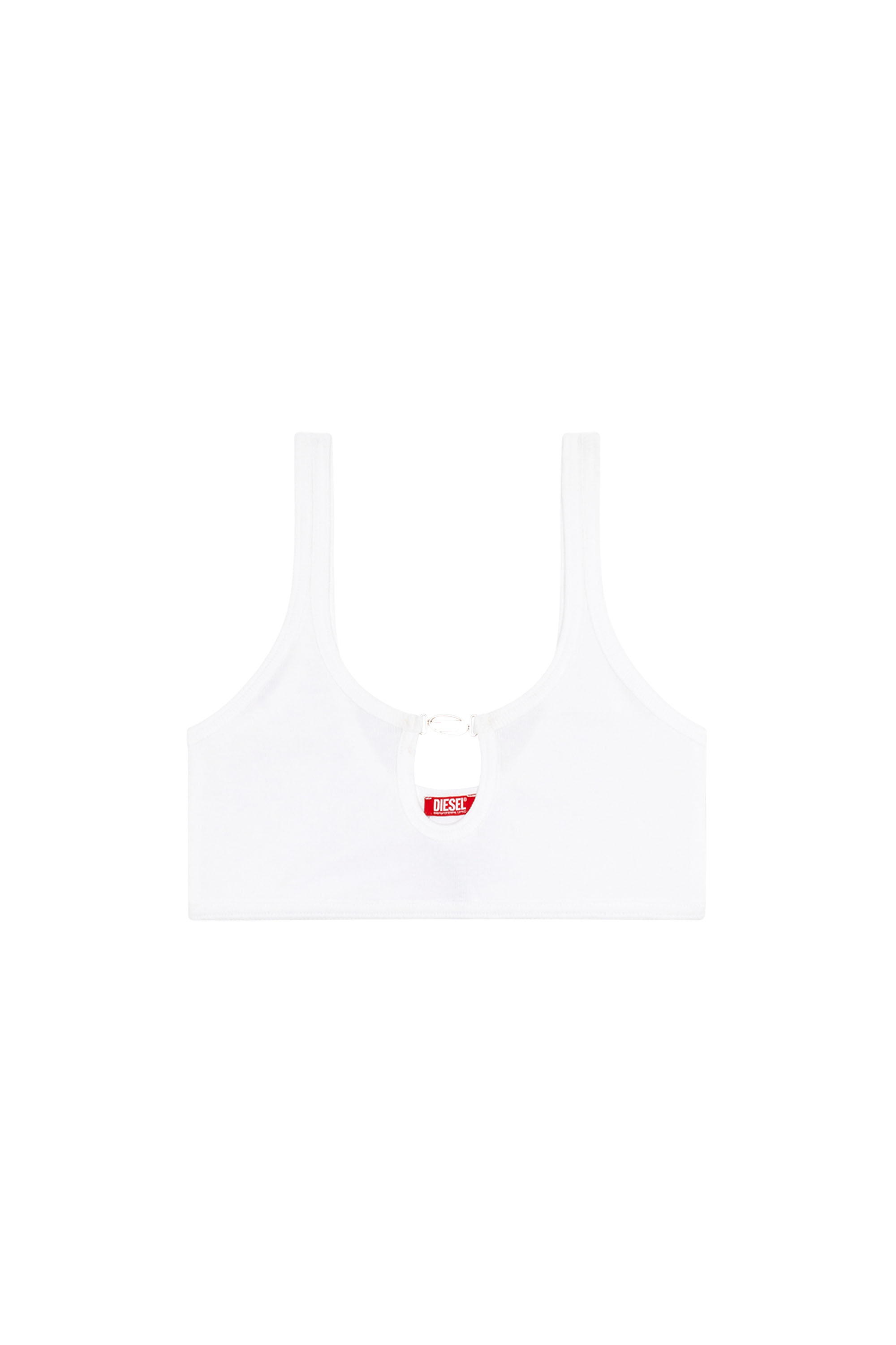 Diesel - UFSB-OVAL-D-RIB-BRALETTE, Brassière côtelée avec plaque Oval D Femme in Blanc - 2