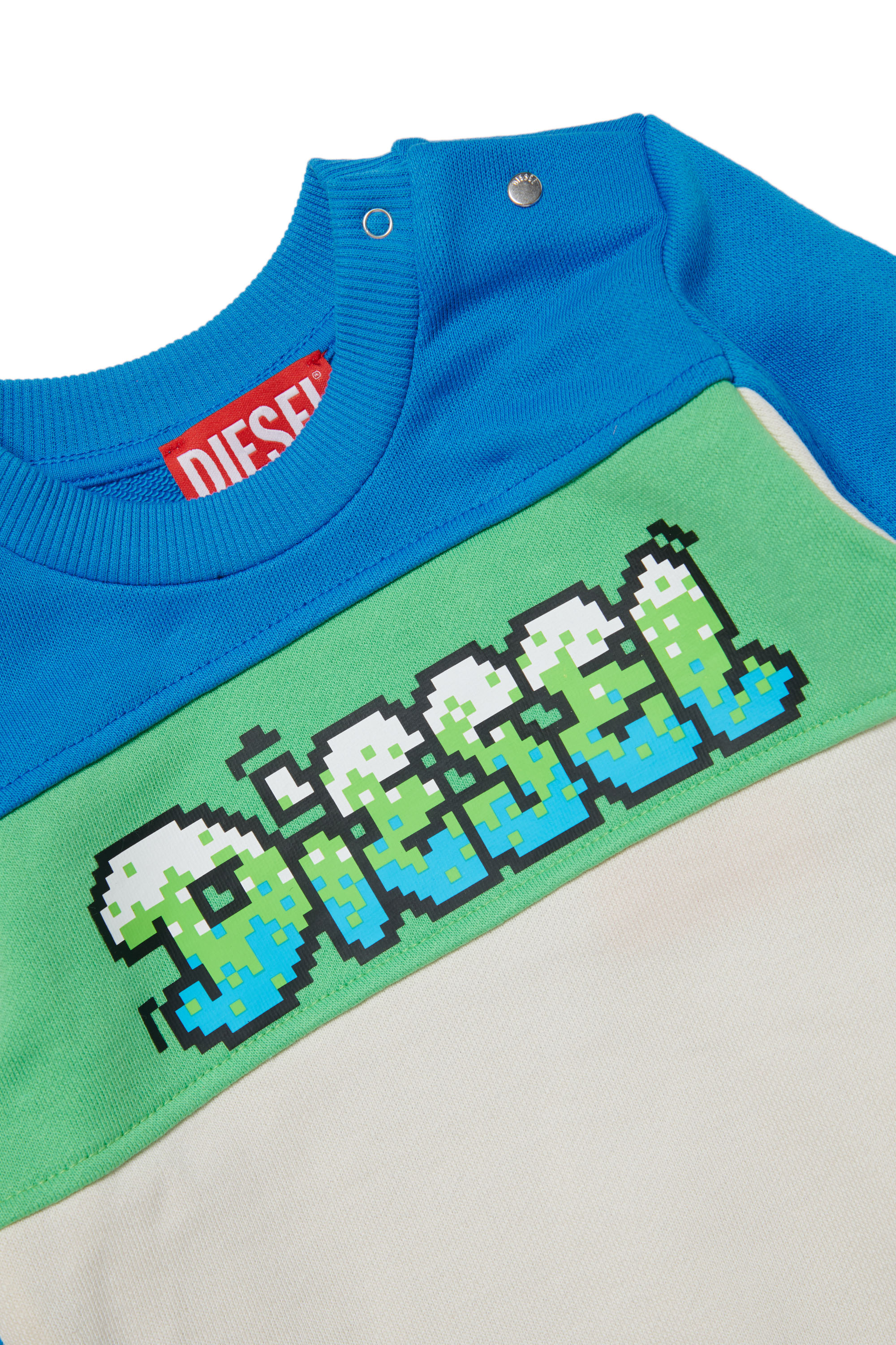 Diesel - SLAB, Homme Sweat-shirt color-block avec logo pixélisé in Polychrome - Image 3
