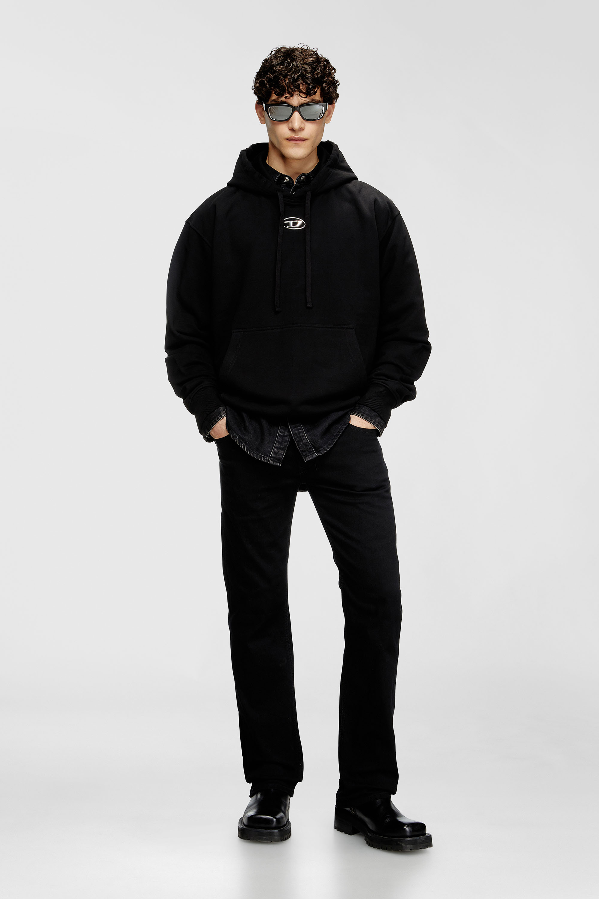 Diesel - S-MACS-HOOD-OD, Man's Oversized hoodie with metallic logo in Black - 1