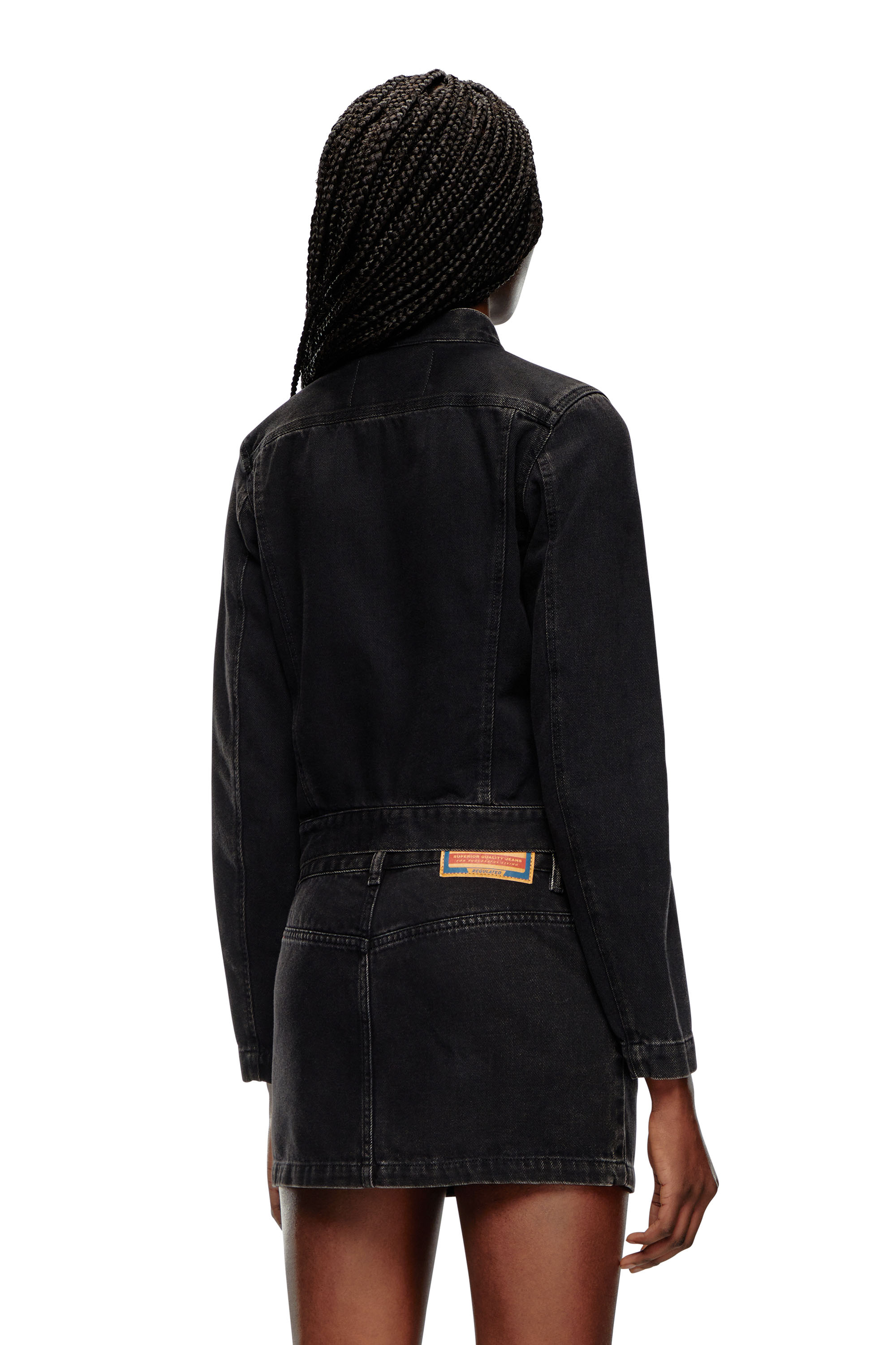 Diesel - DE-MORNIN, Veste moto en denim Femme in Noir - 4