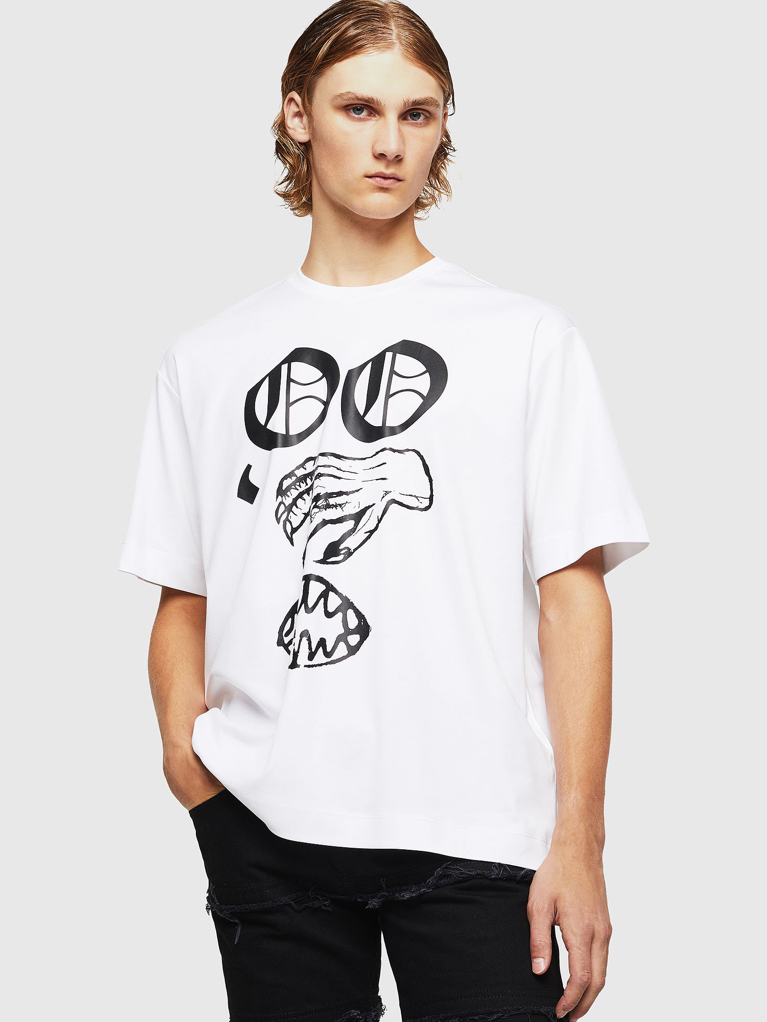 TEORIALE-X2 Men: T-shirt with face print | Diesel Black Gold