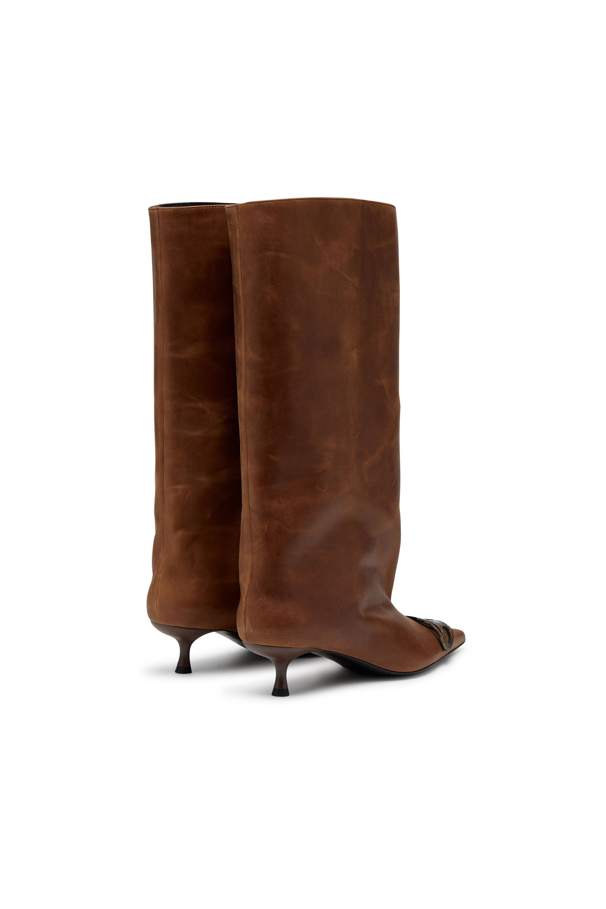 Diesel - D-VENUS 40 KB TUBE, Bottes hauteur genou en cuir huilé Femme in Marron - 4