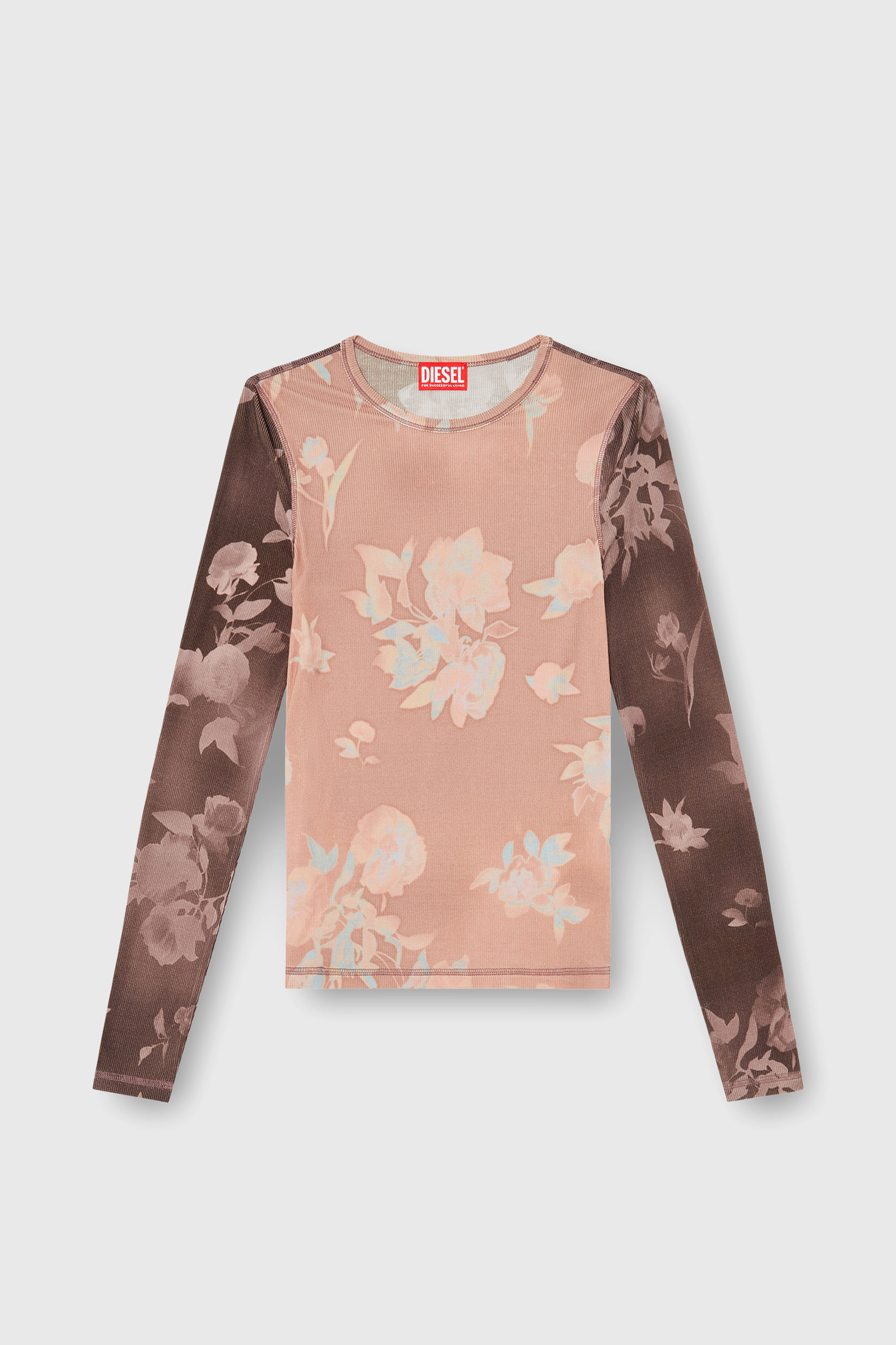 Diesel - T-MOKY-LS, Top en jersey c&ocirc;tel&eacute; &agrave; motif floral Femme in Rose - 2