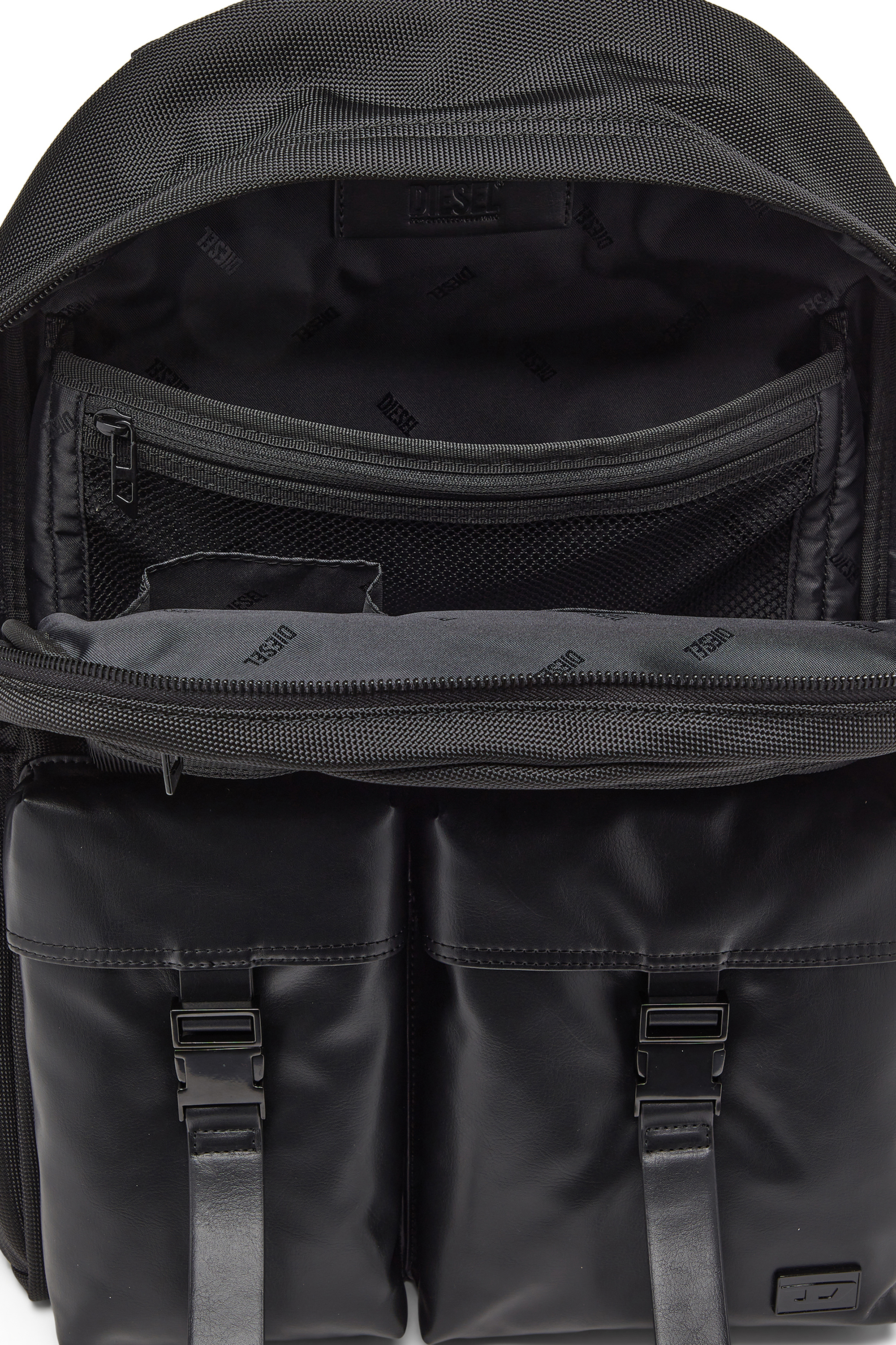 Diesel - MULTI-PKTS BACKPACK X, Multi-Pkts - Sac &agrave; dos en nylon avec poches avant Mixte in Noir - 3