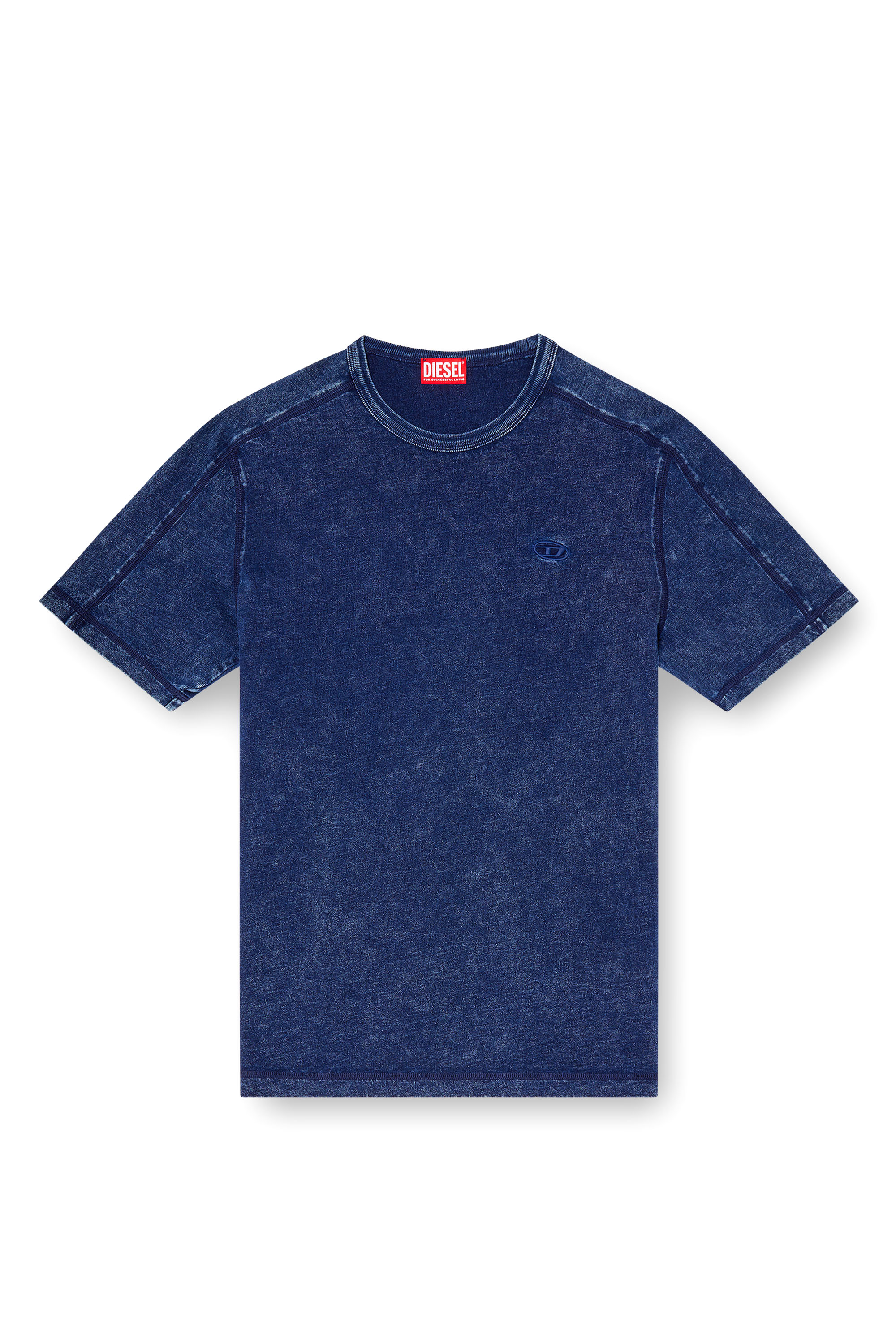 Diesel - T-ADJIND, T-shirt en jersey effet denim Homme in Bleu - 2