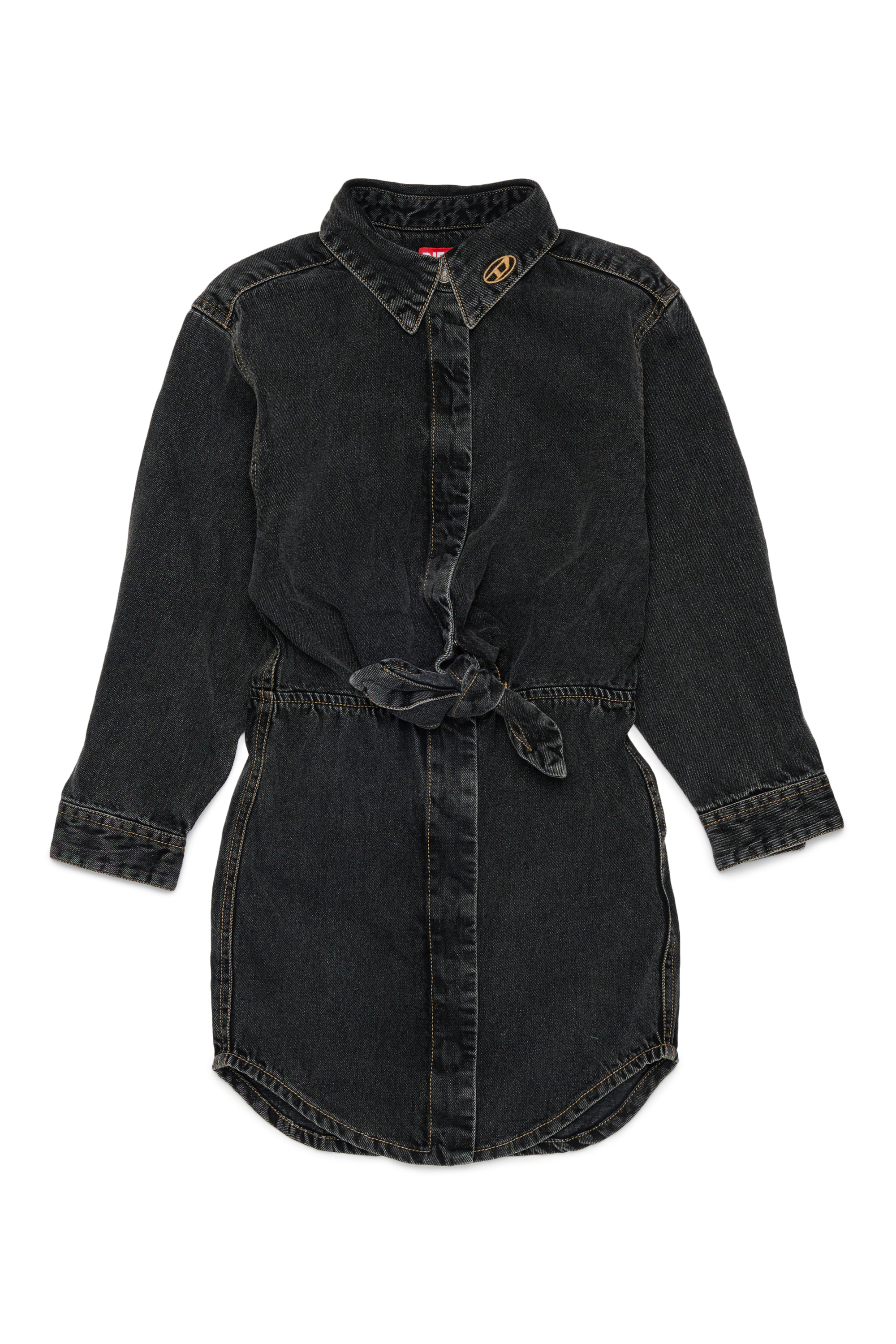 Diesel - DESUSY, Robe-chemise en denim avec ceinture nou&eacute;e &agrave; la taille Femme in Noir - 1