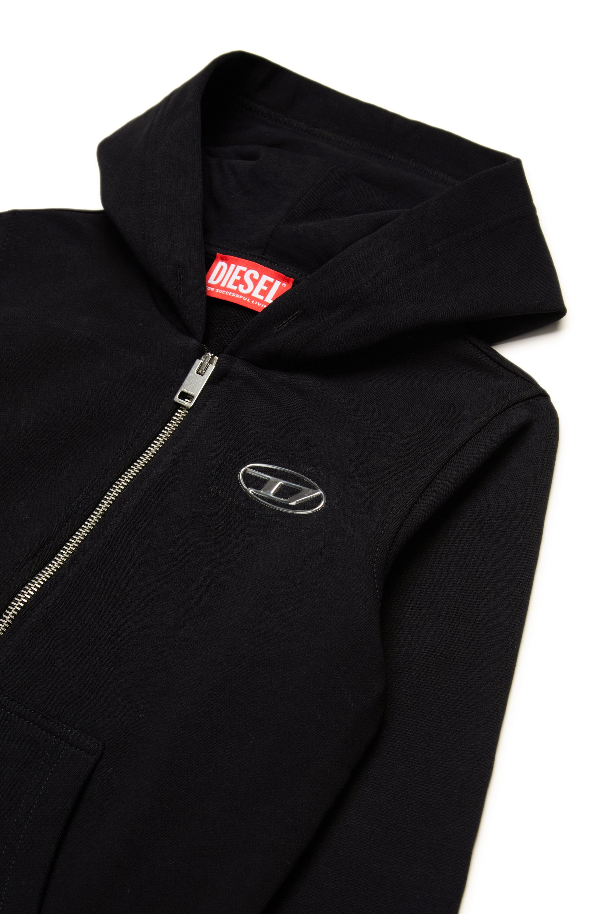 Diesel - SMACIS, Sweat-shirt à capuche zippé avec Oval D effet métal Homme in Noir - 3