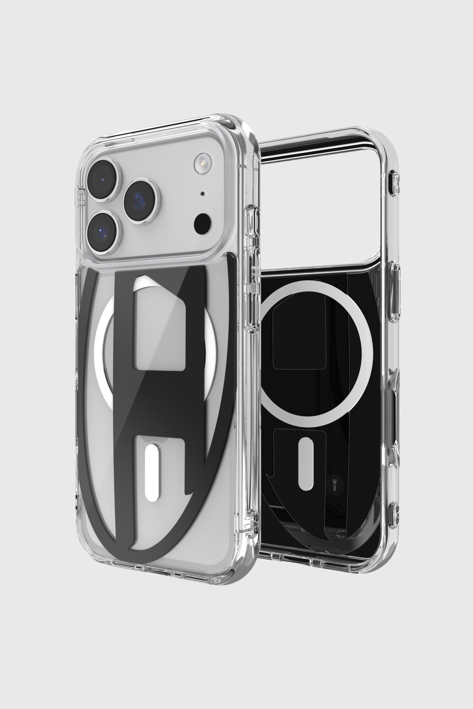Diesel - 60417 AOP CASE, &Eacute;tui m&eacute;tallique Oval D avec Magsafe pour iPhone 17 Pro Mixte in Noir - 1
