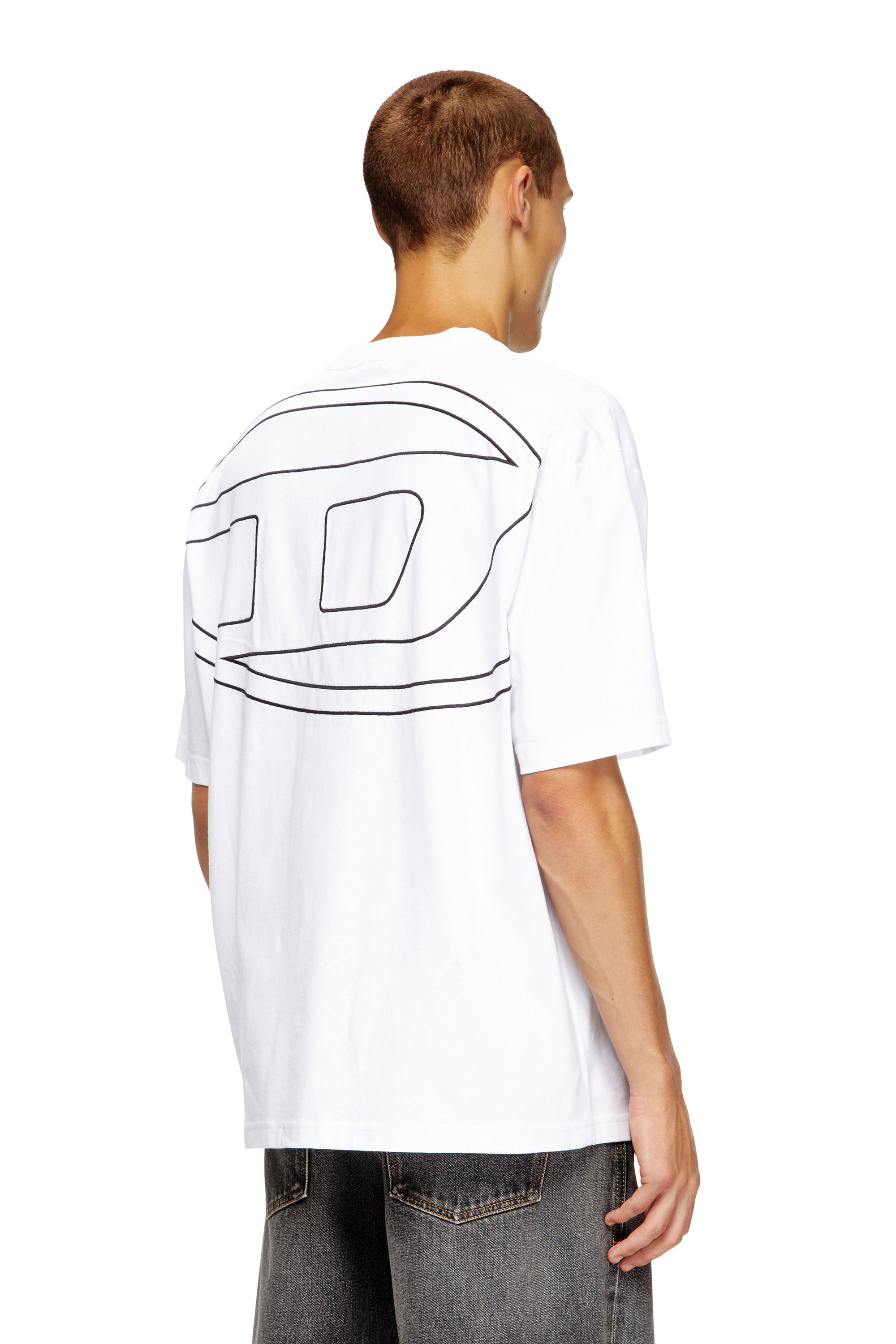 Diesel - T-BOGGY-MEGOVAL-D, T-shirt avec maxi oval D brodé Homme in Blanc - 1